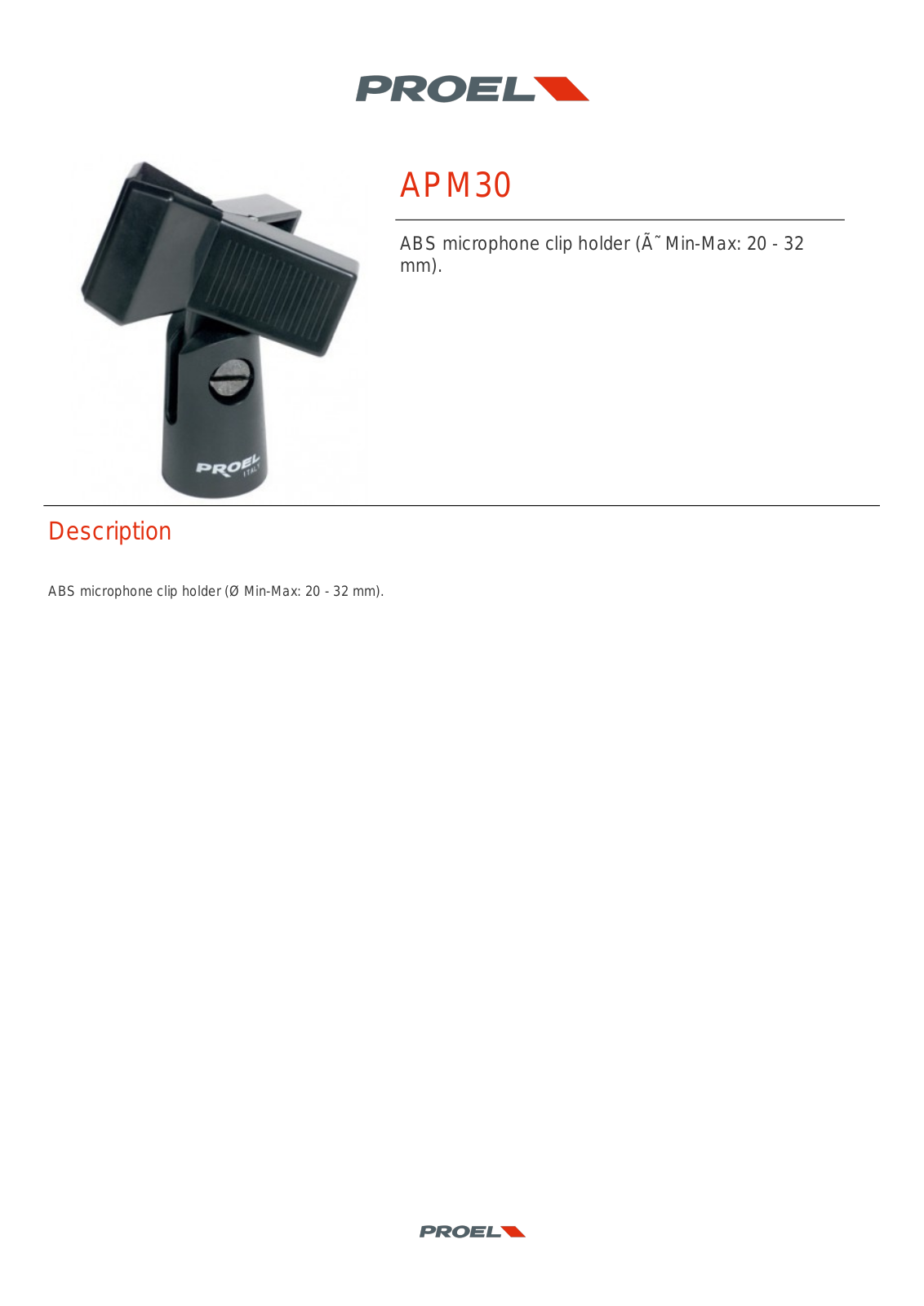 PROEL APM30 TECHNICAL SPECIFICATIONS - ManualMachine.com