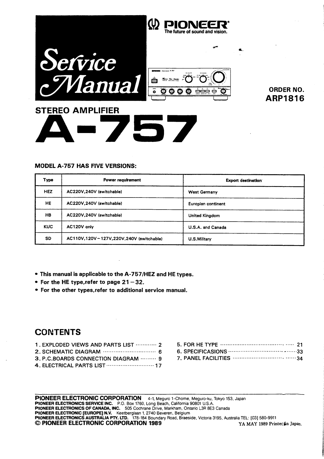 Pioneer A-757 Service manual