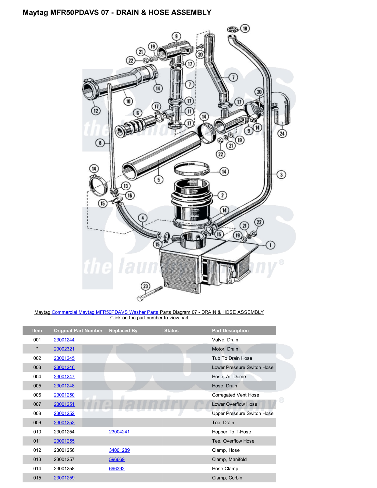 Maytag MFR50PDAVS Parts Diagram