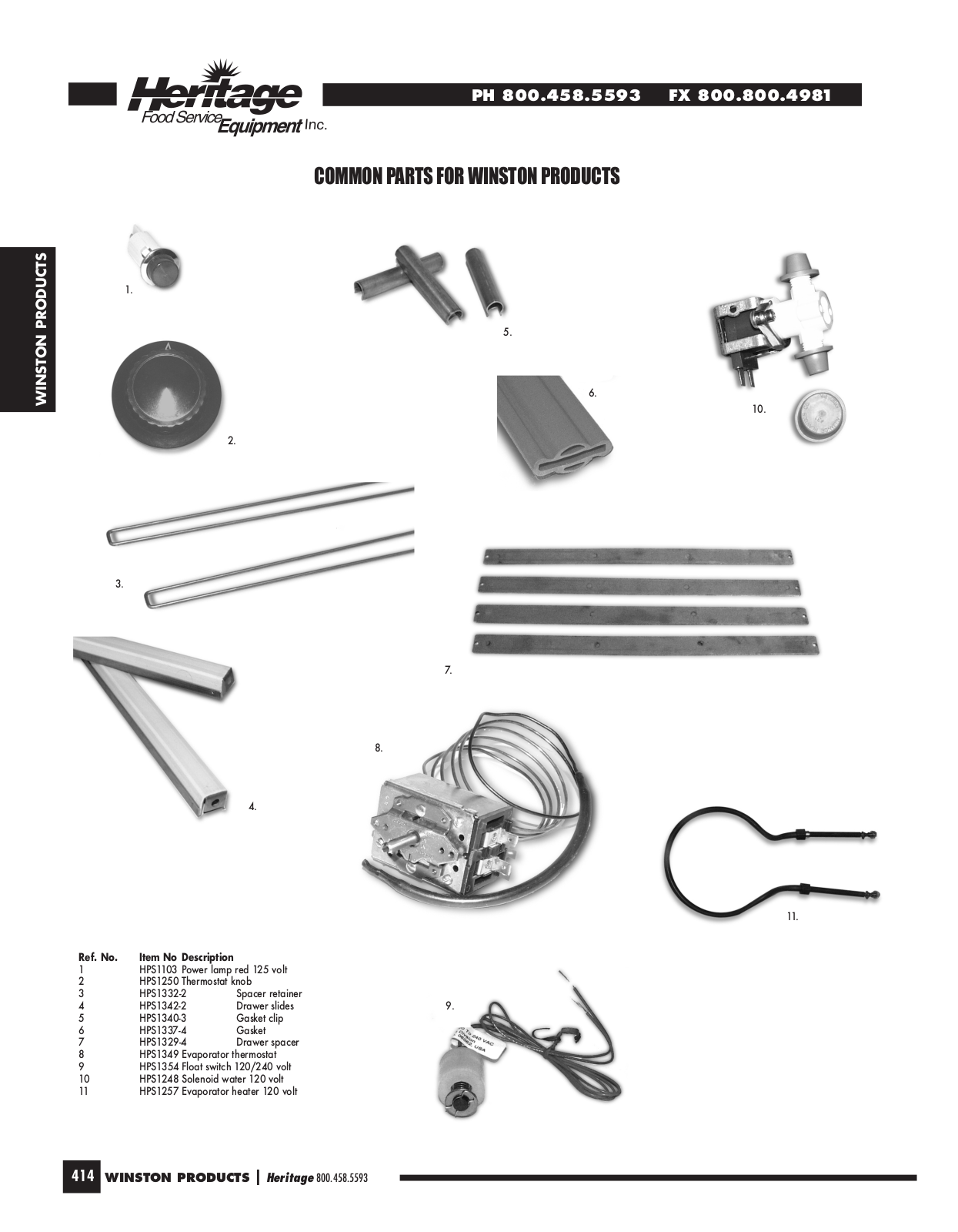 Winston HPS Parts List