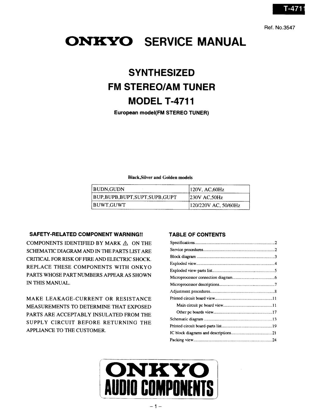 Onkyo T-4711 Service manual