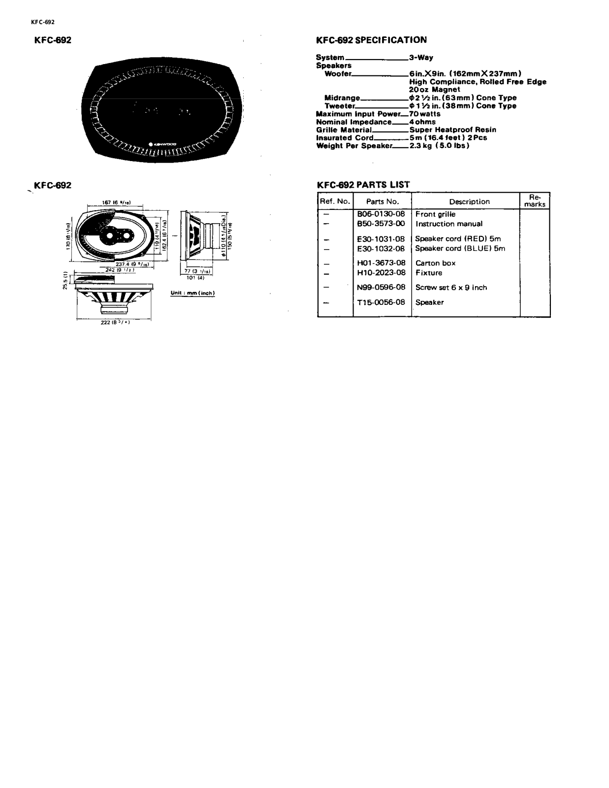 Kenwood KFC-692 Service Manual