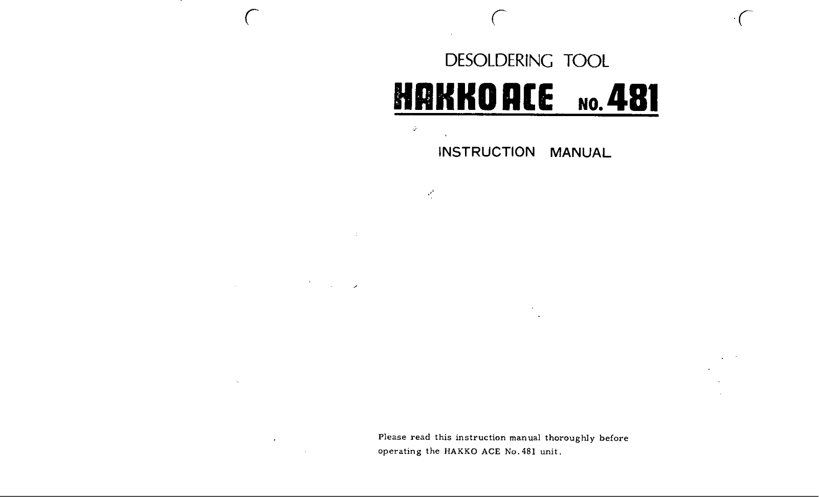 Hakko ACE 481 User Manual