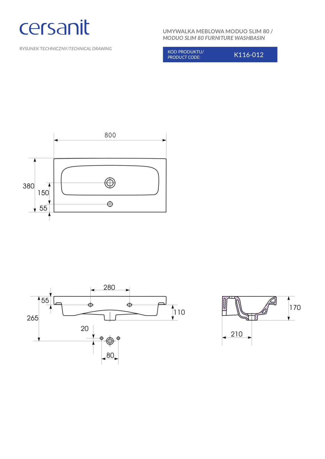 Cersanit K116-012 Drawing - ManualMachine.com