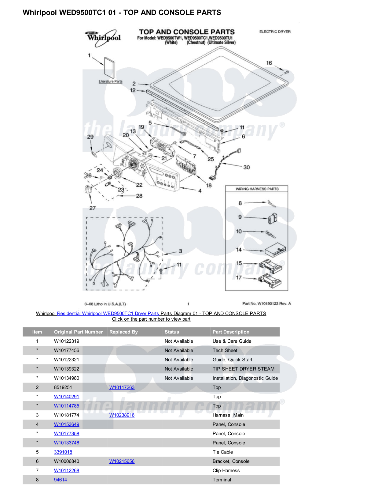 Whirlpool WED9500TC1 Parts Diagram