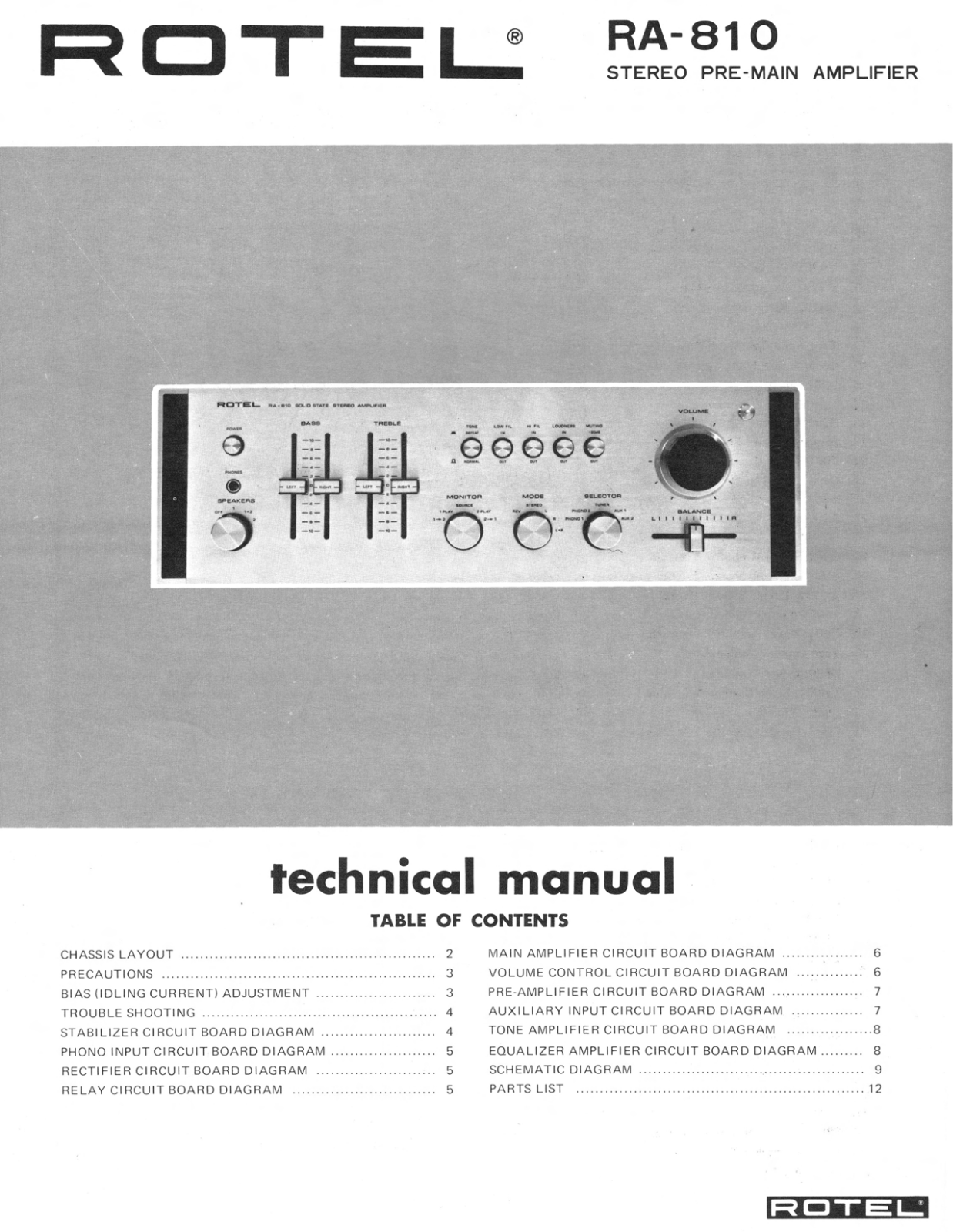 Rotel RA-810 Service manual