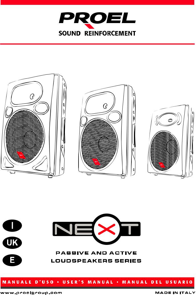 Proel NEXT8FP, NEXT12P, NEXT12HP, NEXT15HP, NEXT8FBA USER’S MANUAL