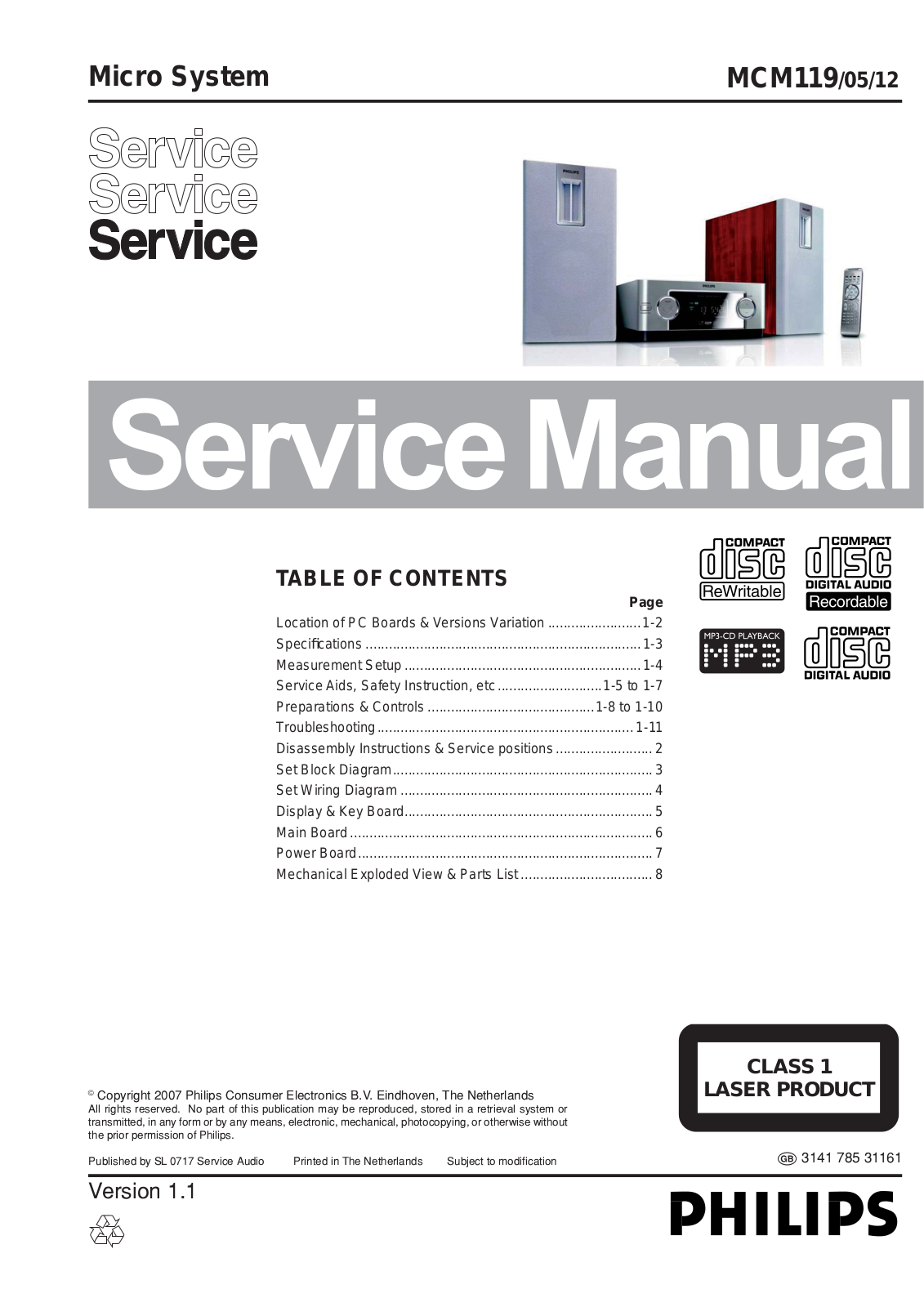 Philips MCM-119 Service Manual