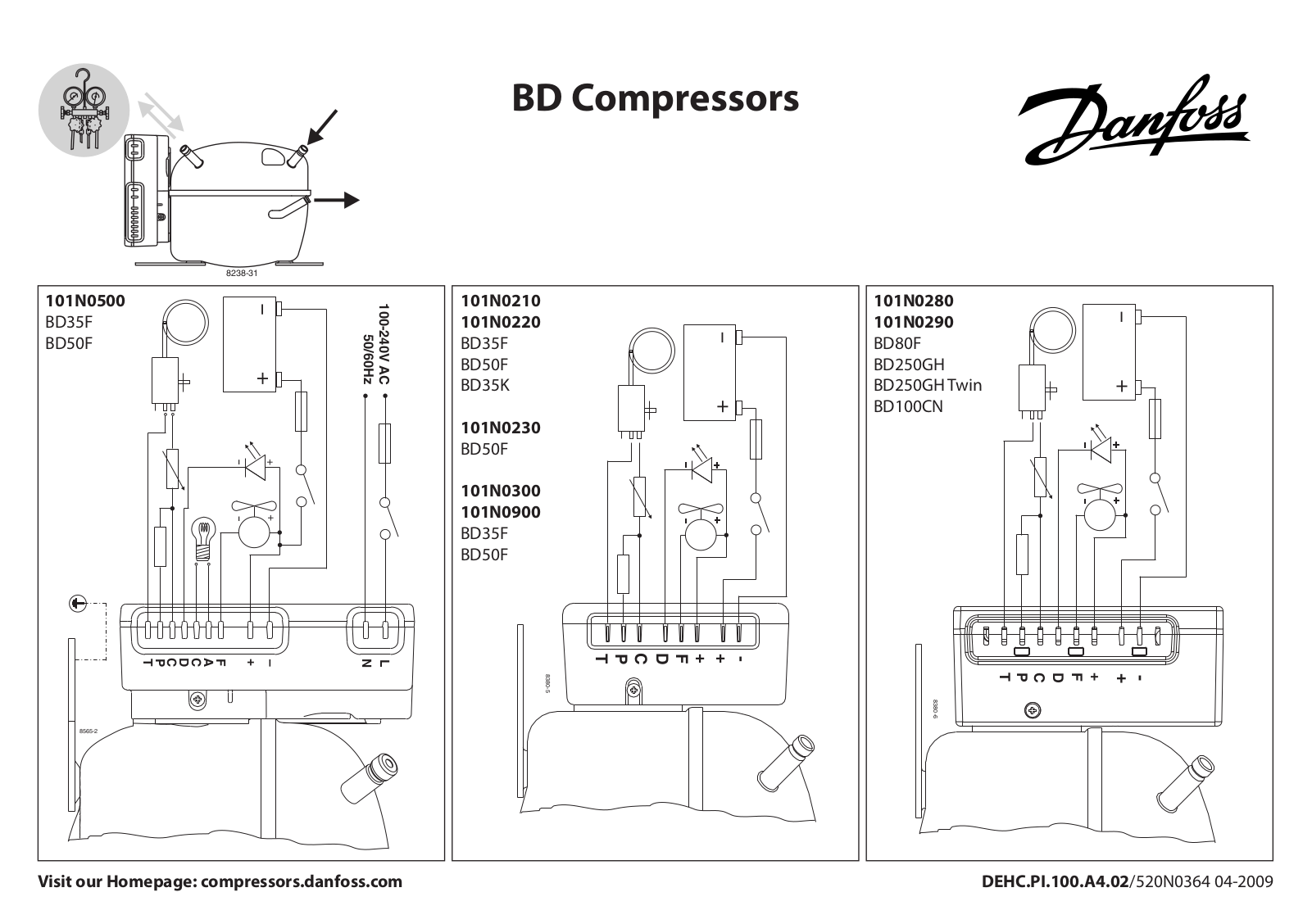 Danfoss BD35F, BD50F, BD35K, BD80F, BD250GH Installation guide