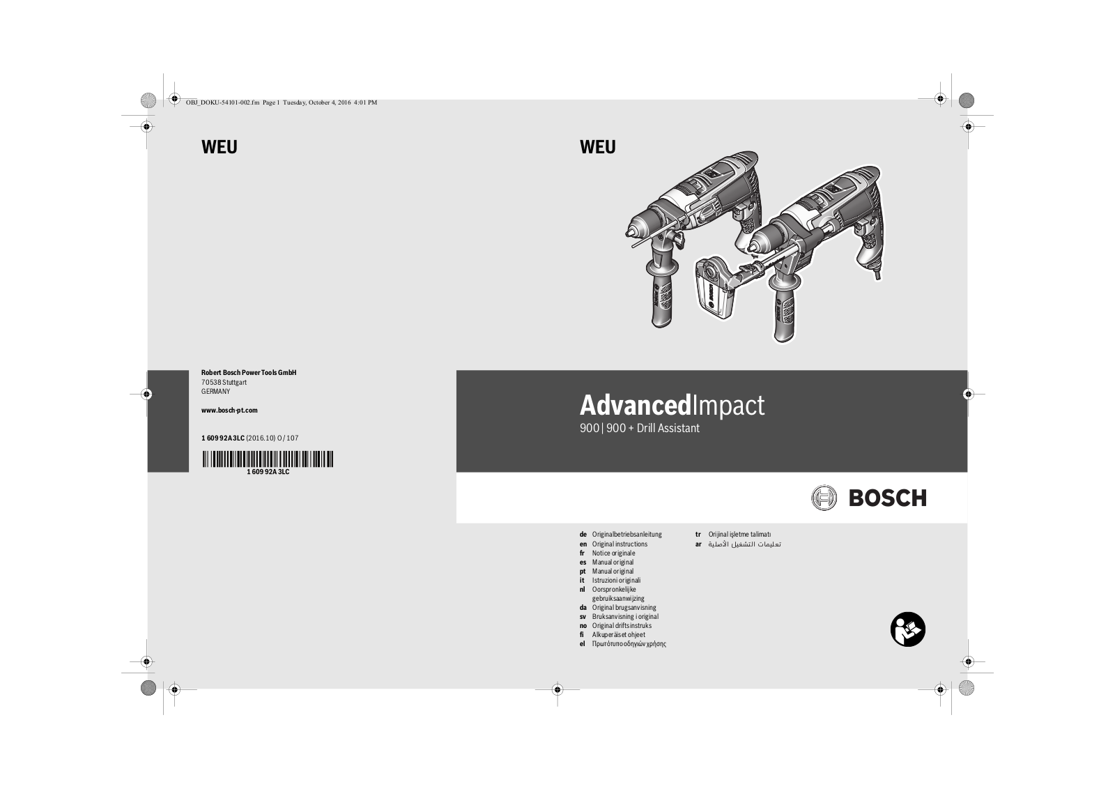 Bosch AdvancedImpact 900 Instruction manual