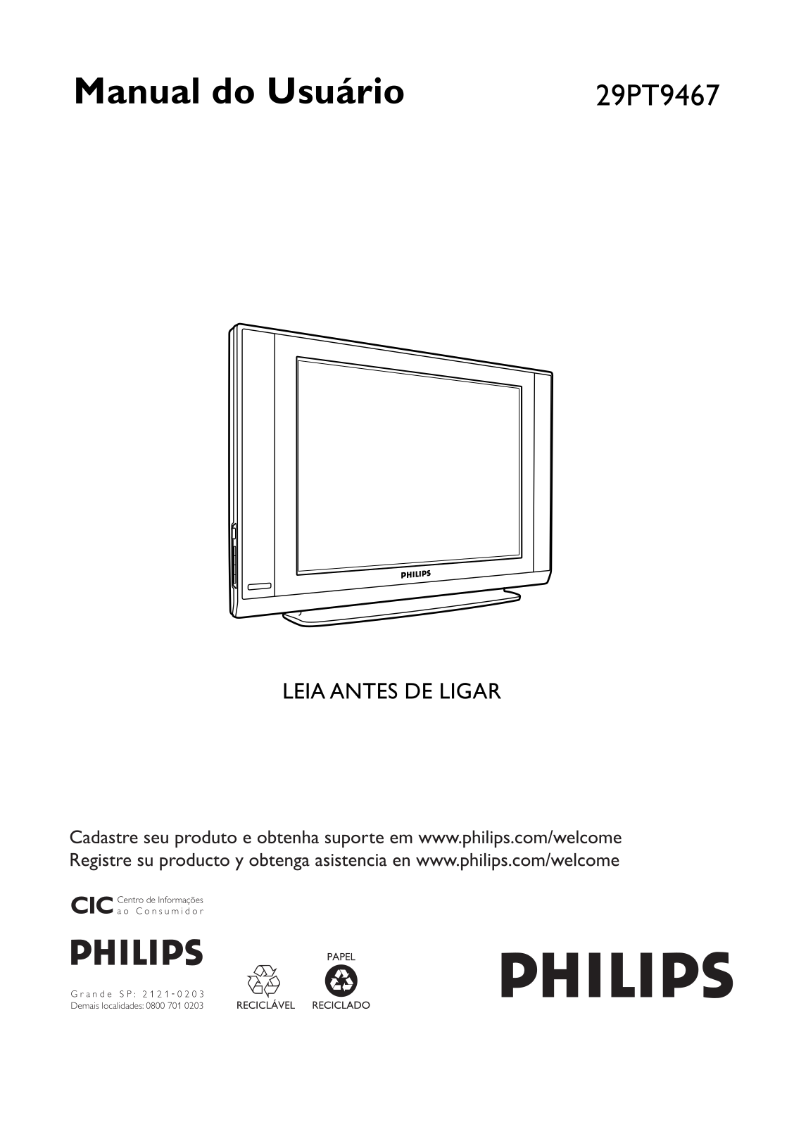 PHILIPS 29PT9467C User Manual