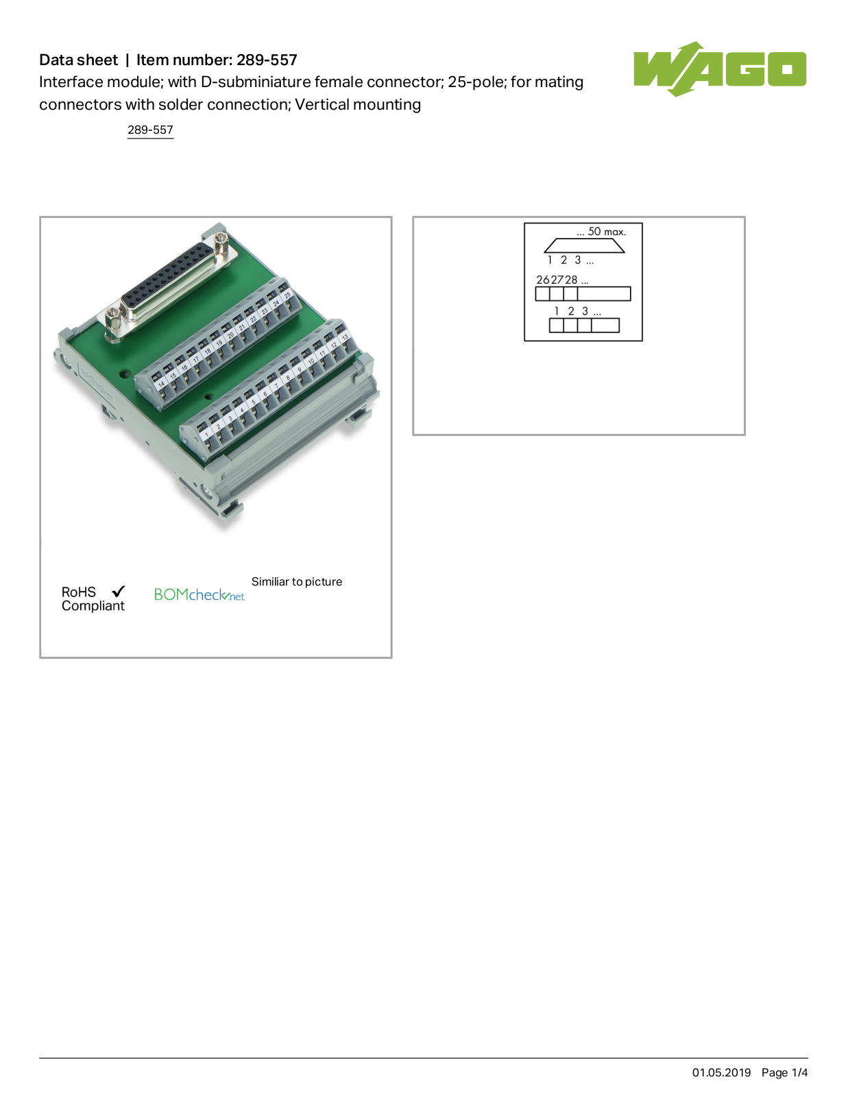 Wago 289-557 Data Sheet