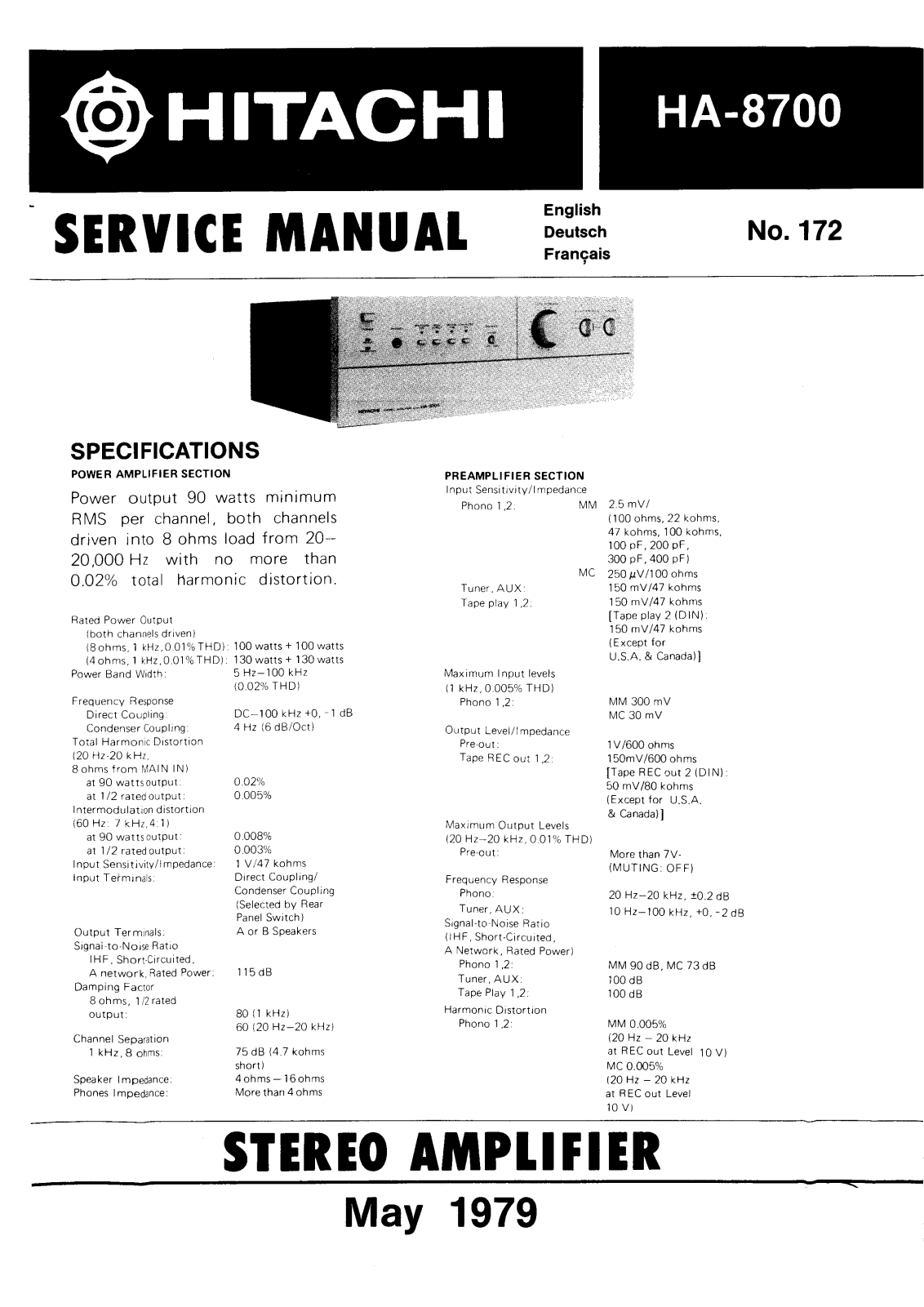 Hitachi HA-8700 Service manual