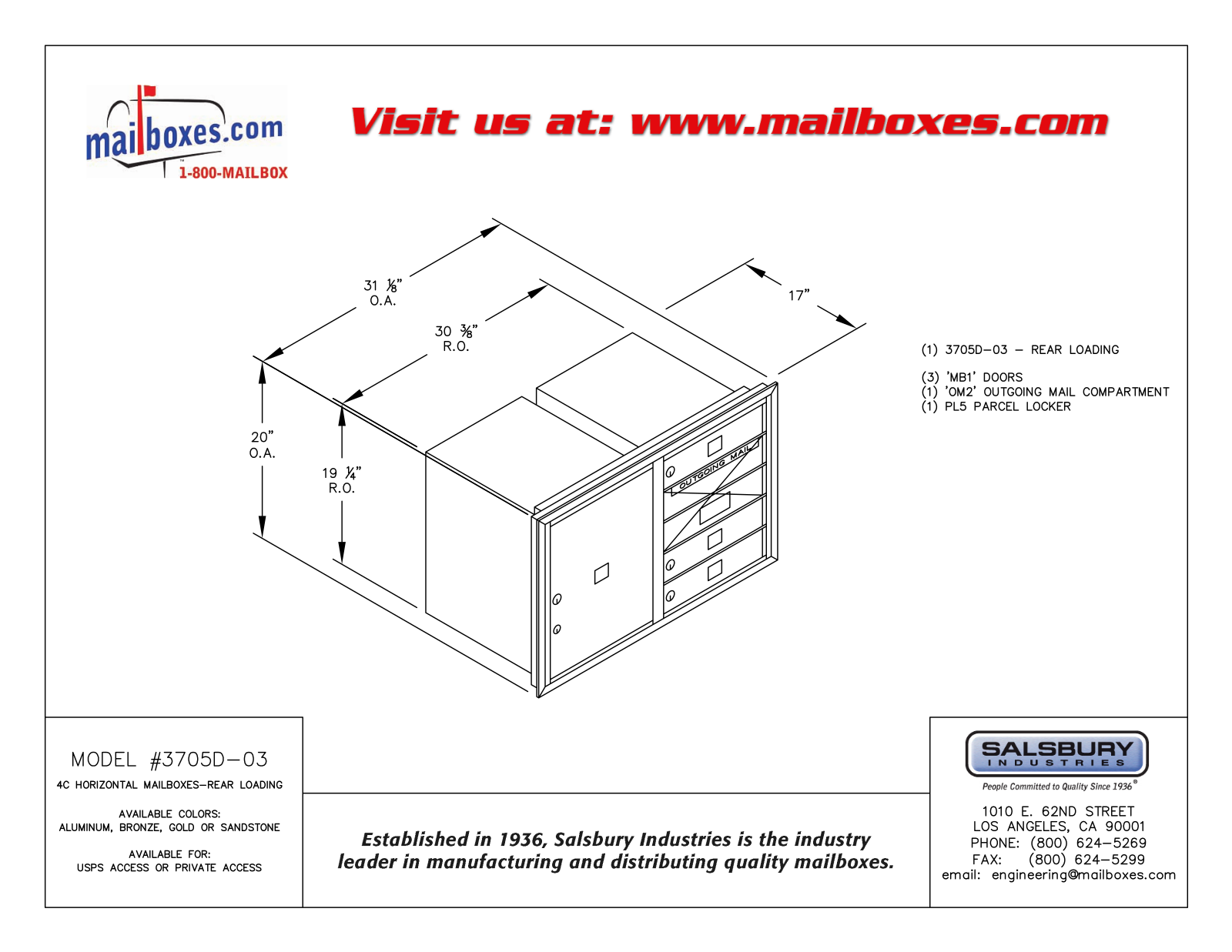 Salsbury Industries 3705D03SRU, 3705D03SRP User Manual