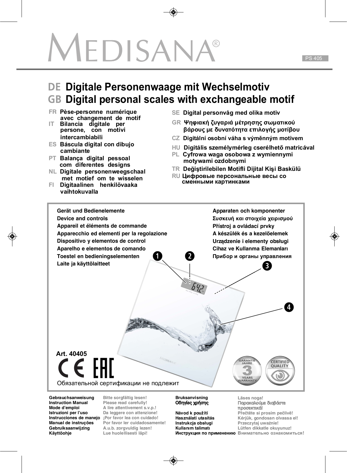 MEDISANA PS 500, PS402, PS401, PS403 User Manual