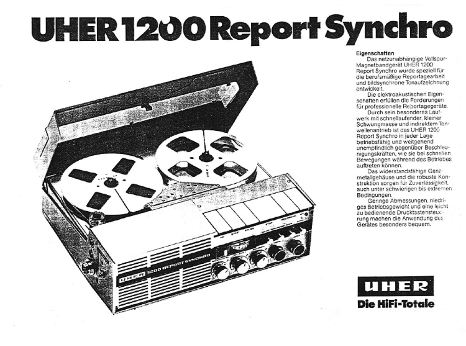 Uher 1200 Report Synchro Brochure