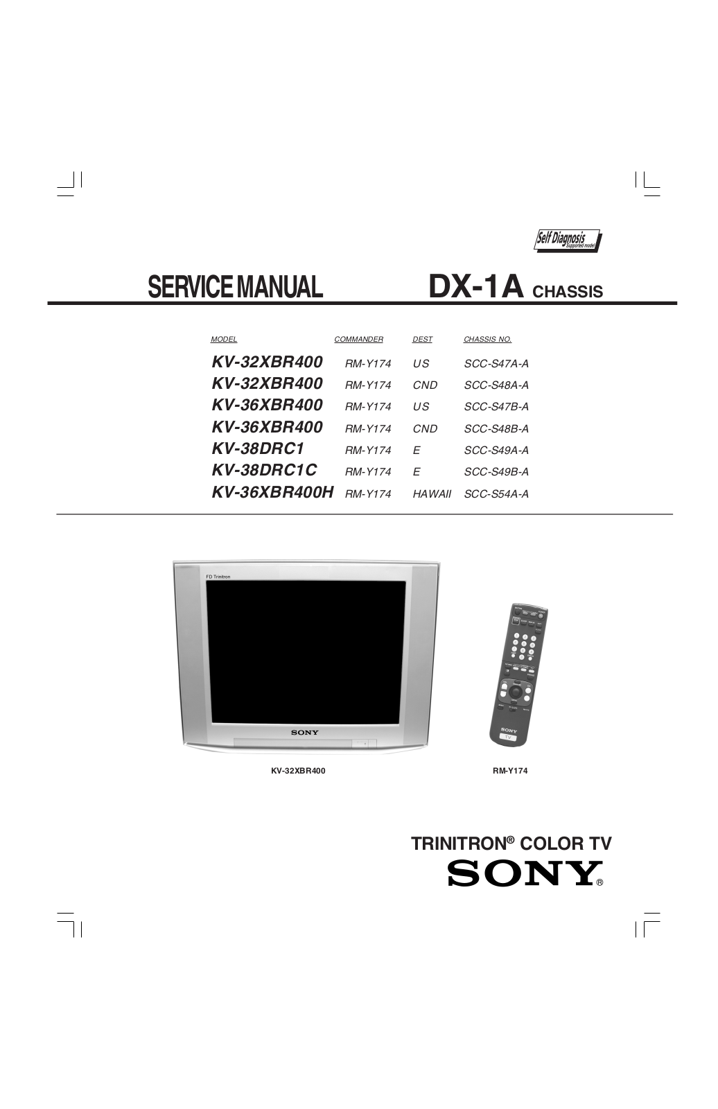 Sony KV-32XBR400, KV-36XBR400, KV-38DRC1, KV-38DRC1C, KV-36XBR400H Service manual