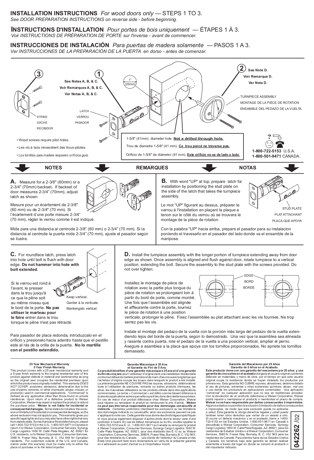 Weiser Elements half-bore deadbolt User Manual