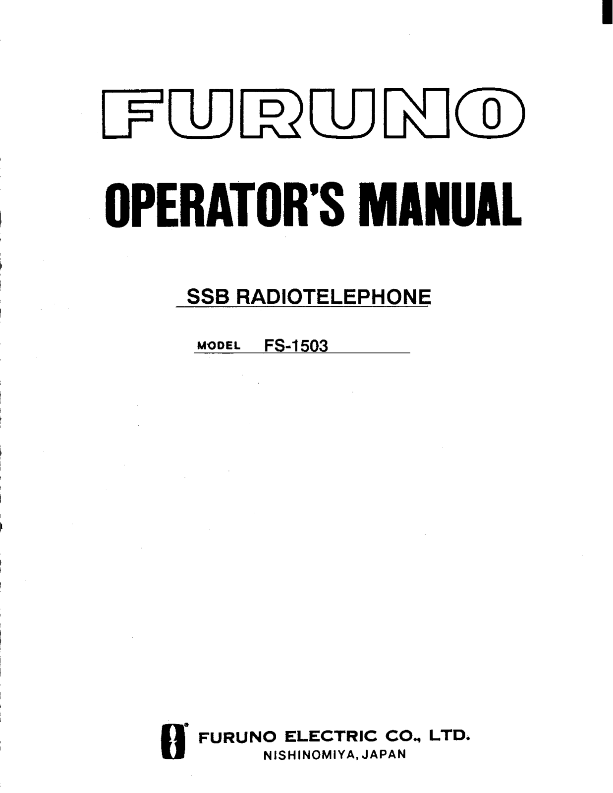 Furuno USA 9ZWFS1503 Users Manual