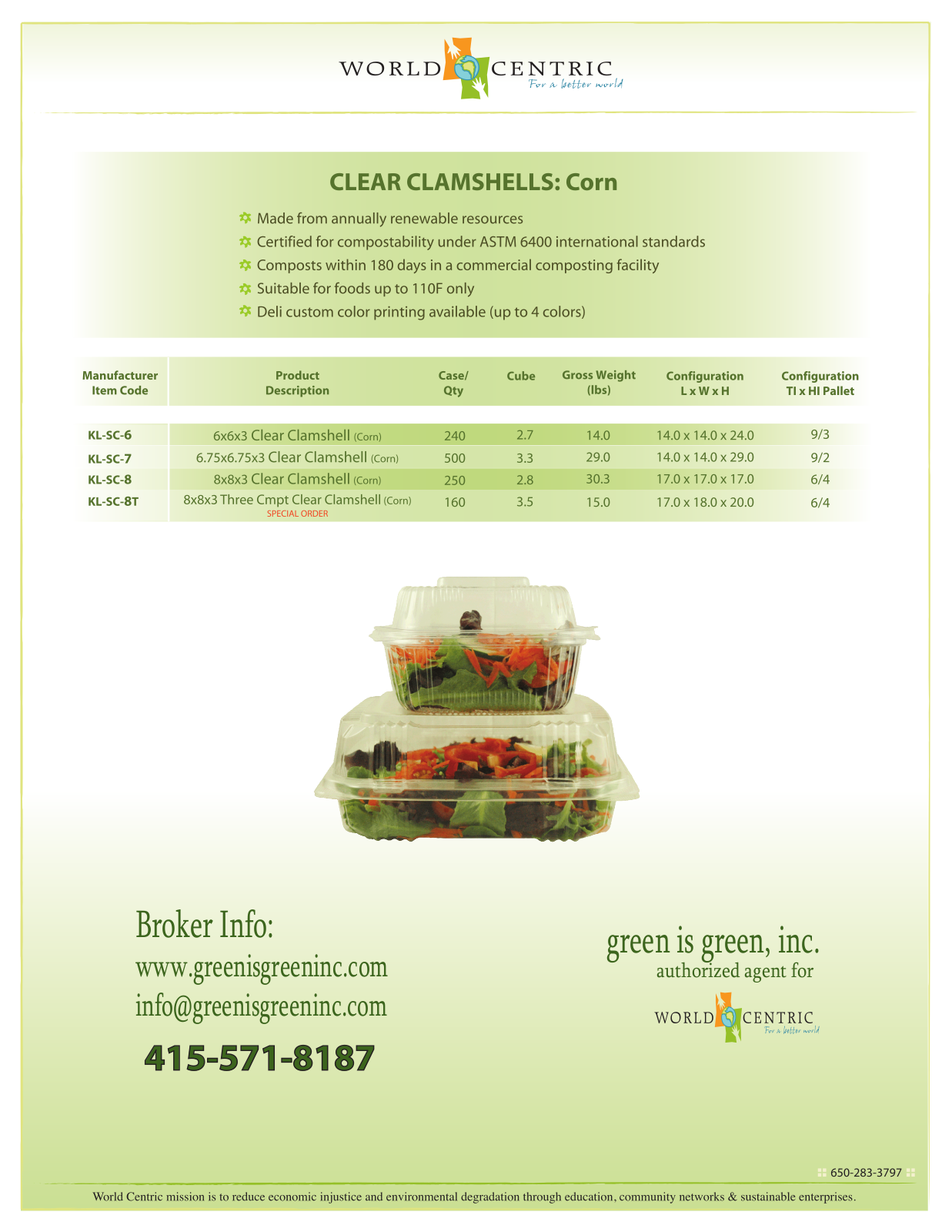 Green is green Compostable PLA Clamshells User Manual