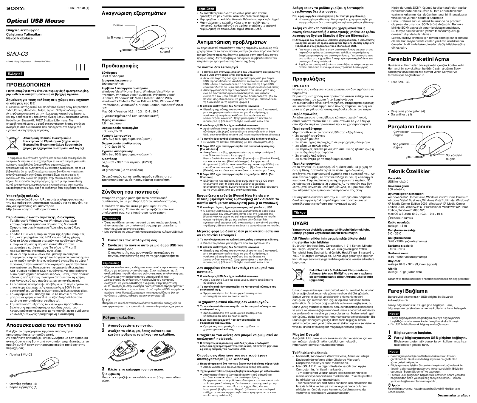 Sony SMU-C3 User Manual