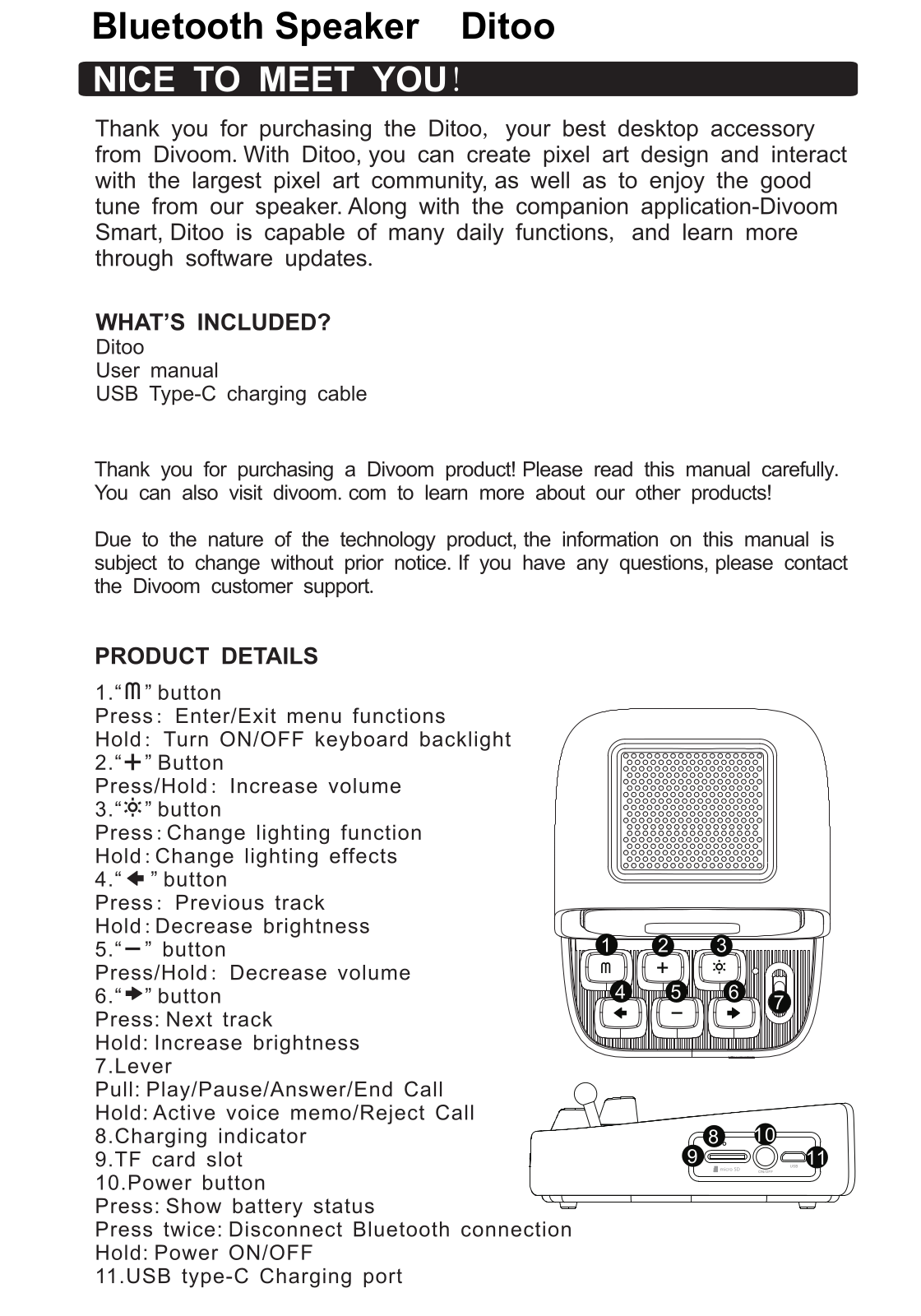 Divoom Technology DITOO User Manual