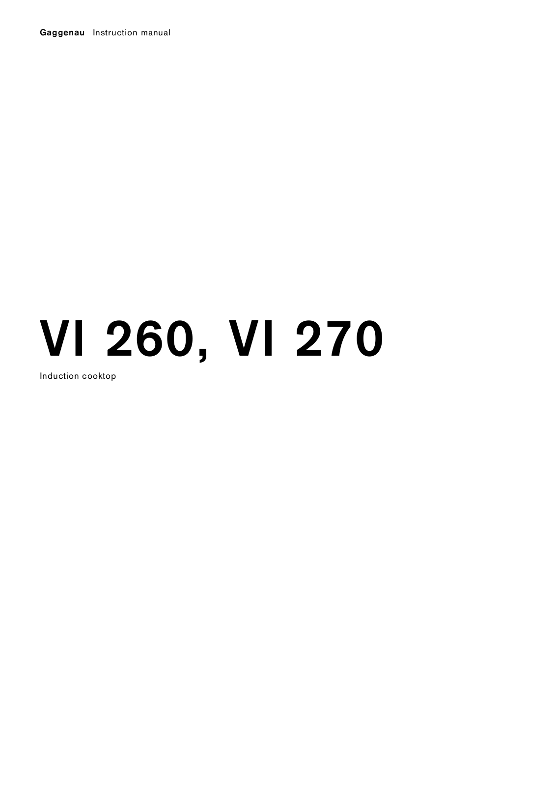 Gaggenau VI260114 User Manual