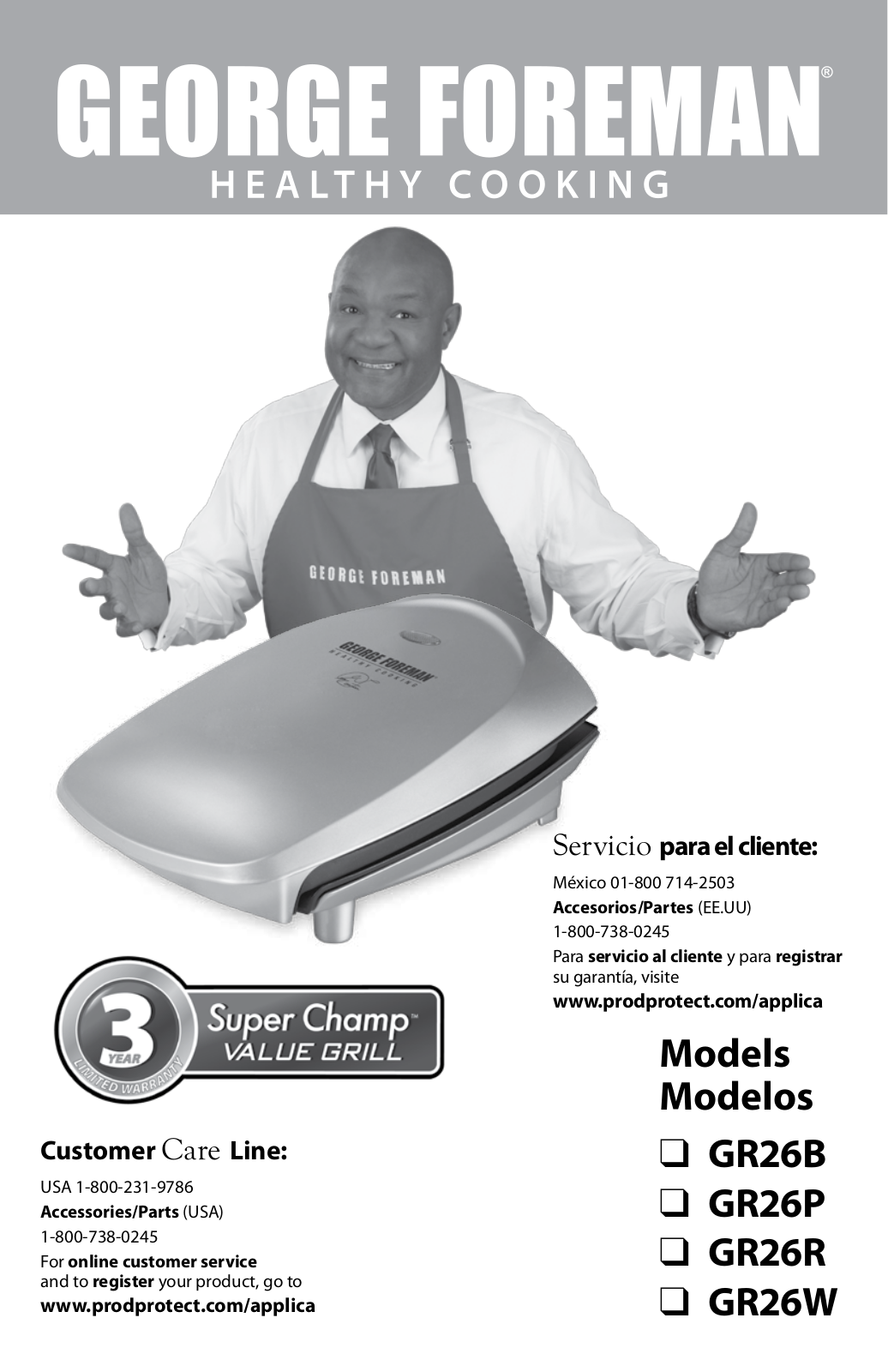 George Foreman GR26R, GR26W Owner's Manual