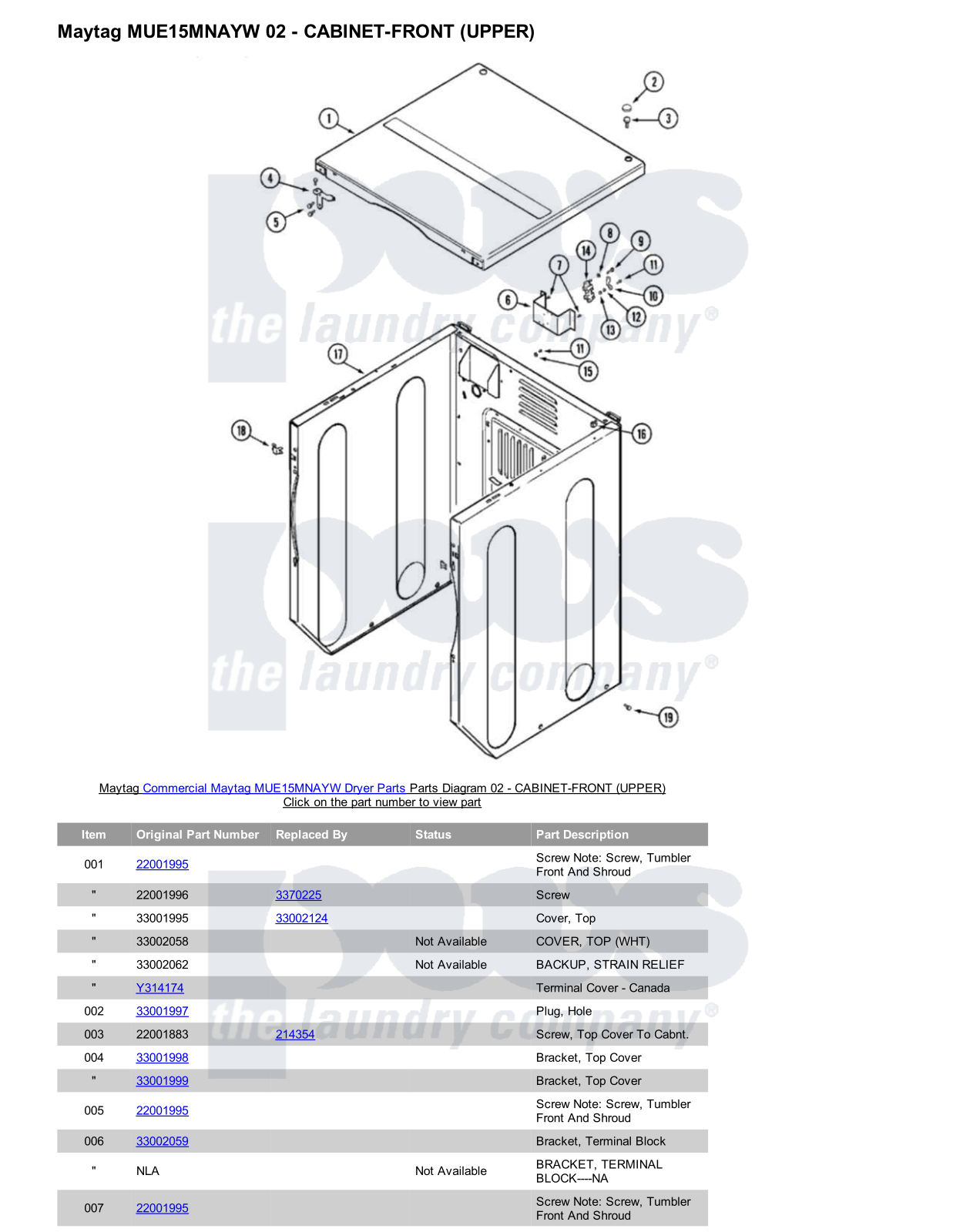 Maytag MUE15MNAYW Parts Diagram