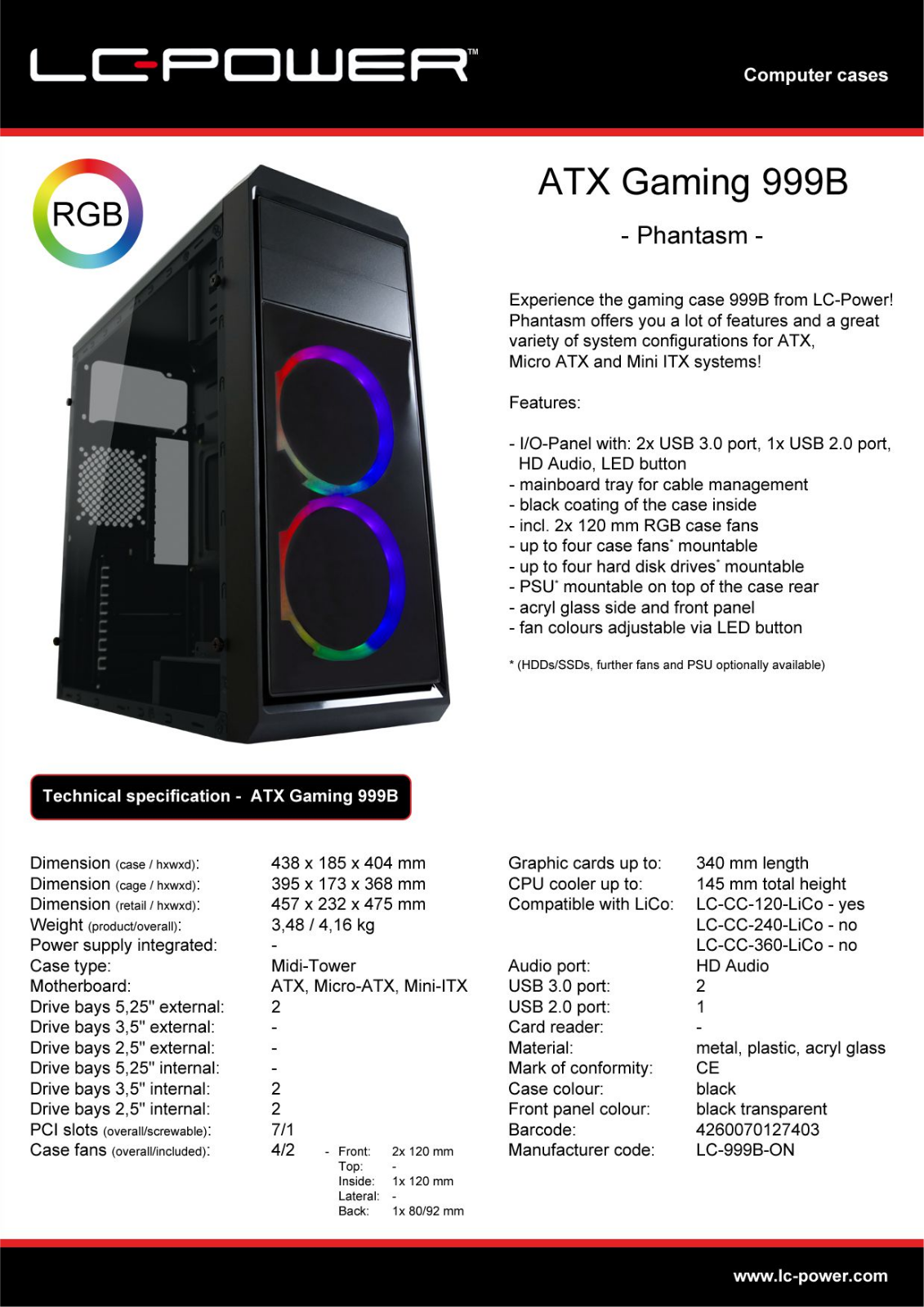 LC-Power LC-999B-ON User Manual