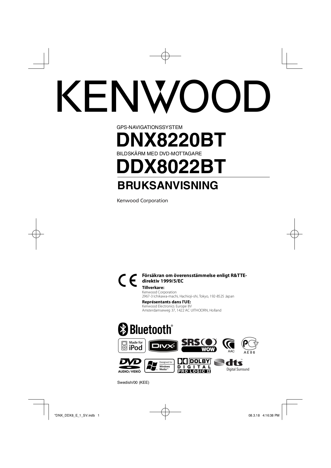 Kenwood DNX8220BT, DDX8022BT User Manual