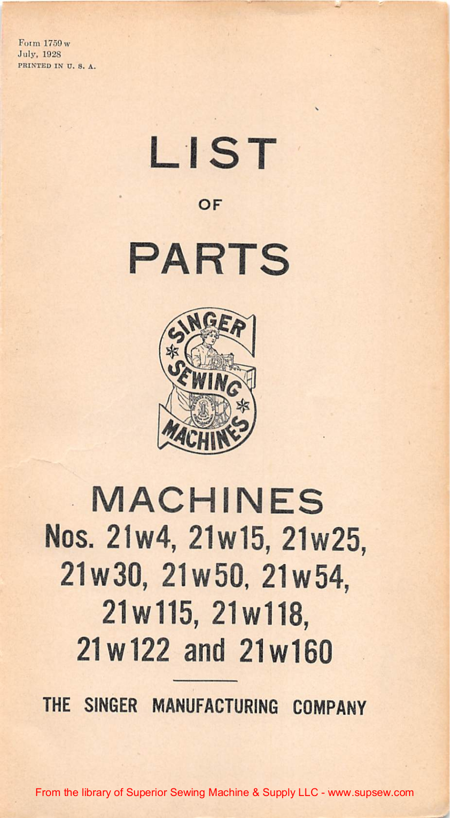 Singer 21W4, 21W15, 21W25, 21W30, 21W50 User Manual