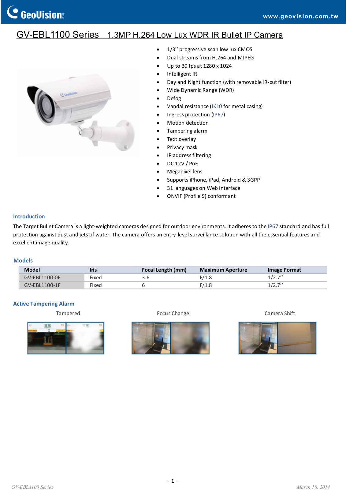 GeoVision EBL1100 User Manual