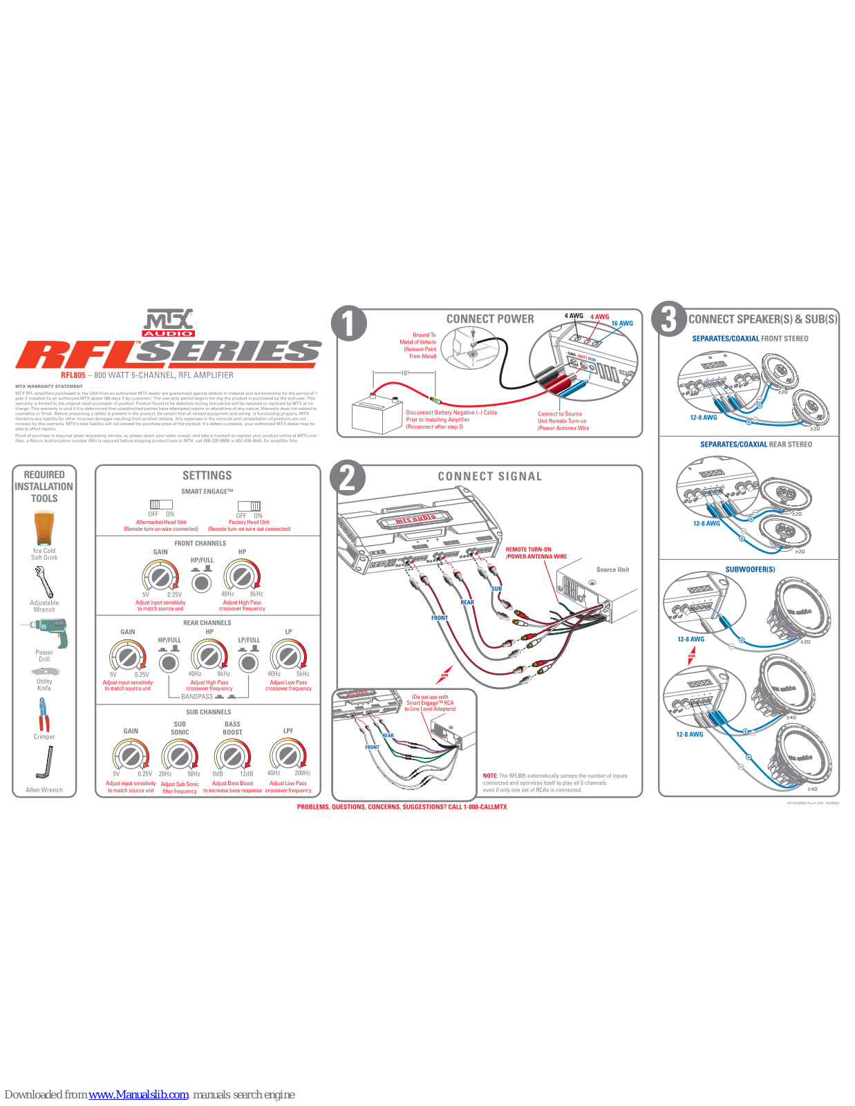 MTX RFL805 Connection Manual