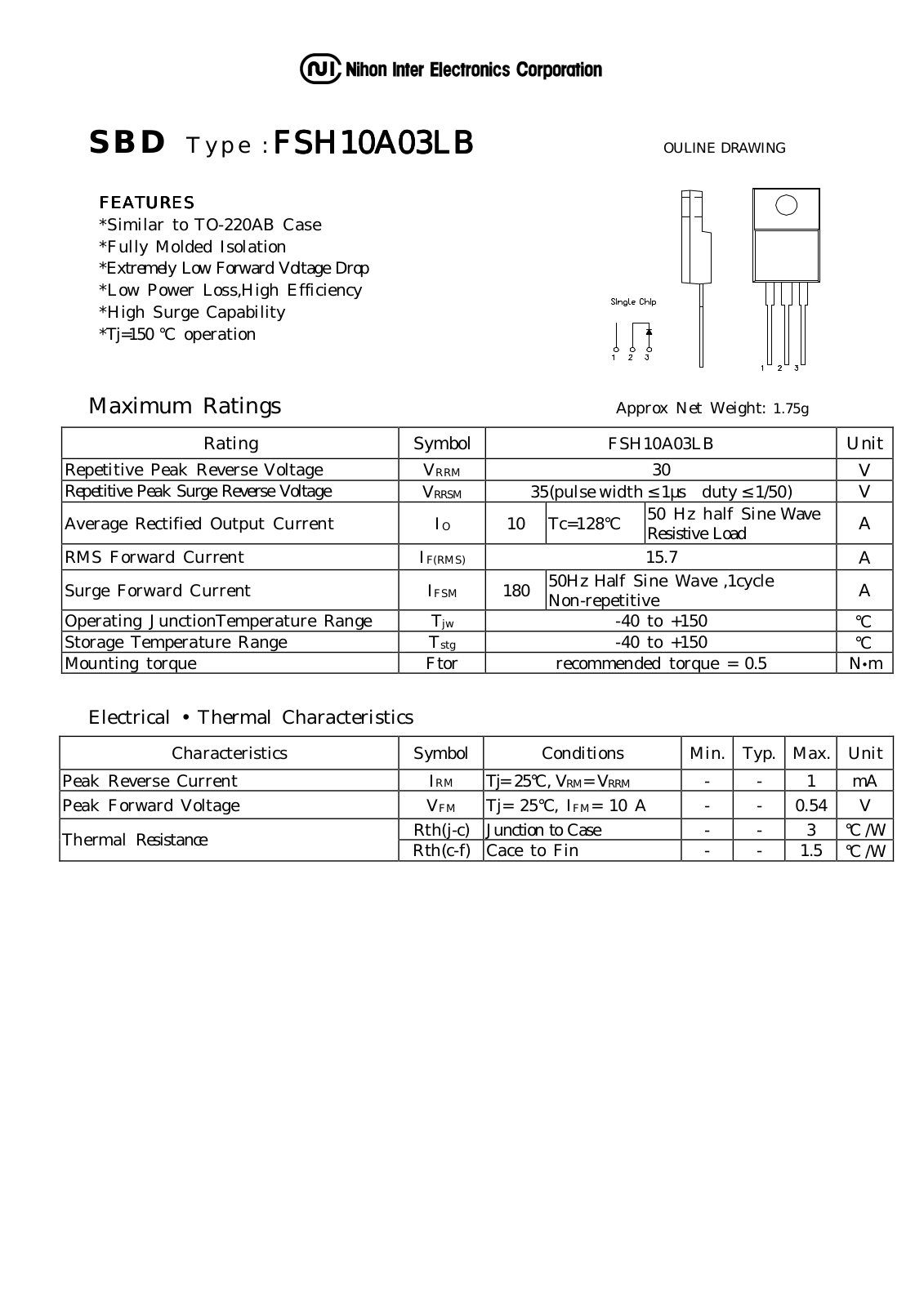 Datasheet FSH10A03LB Datasheet (NIHON) - ManualMachine.com