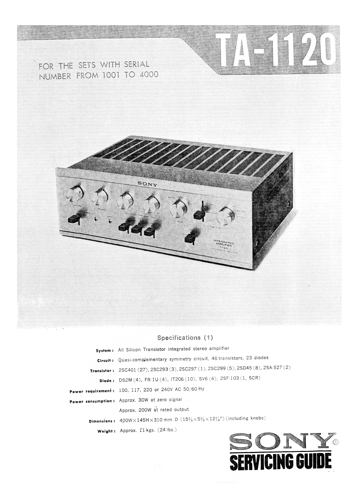 Sony TA-1120 Service Manual