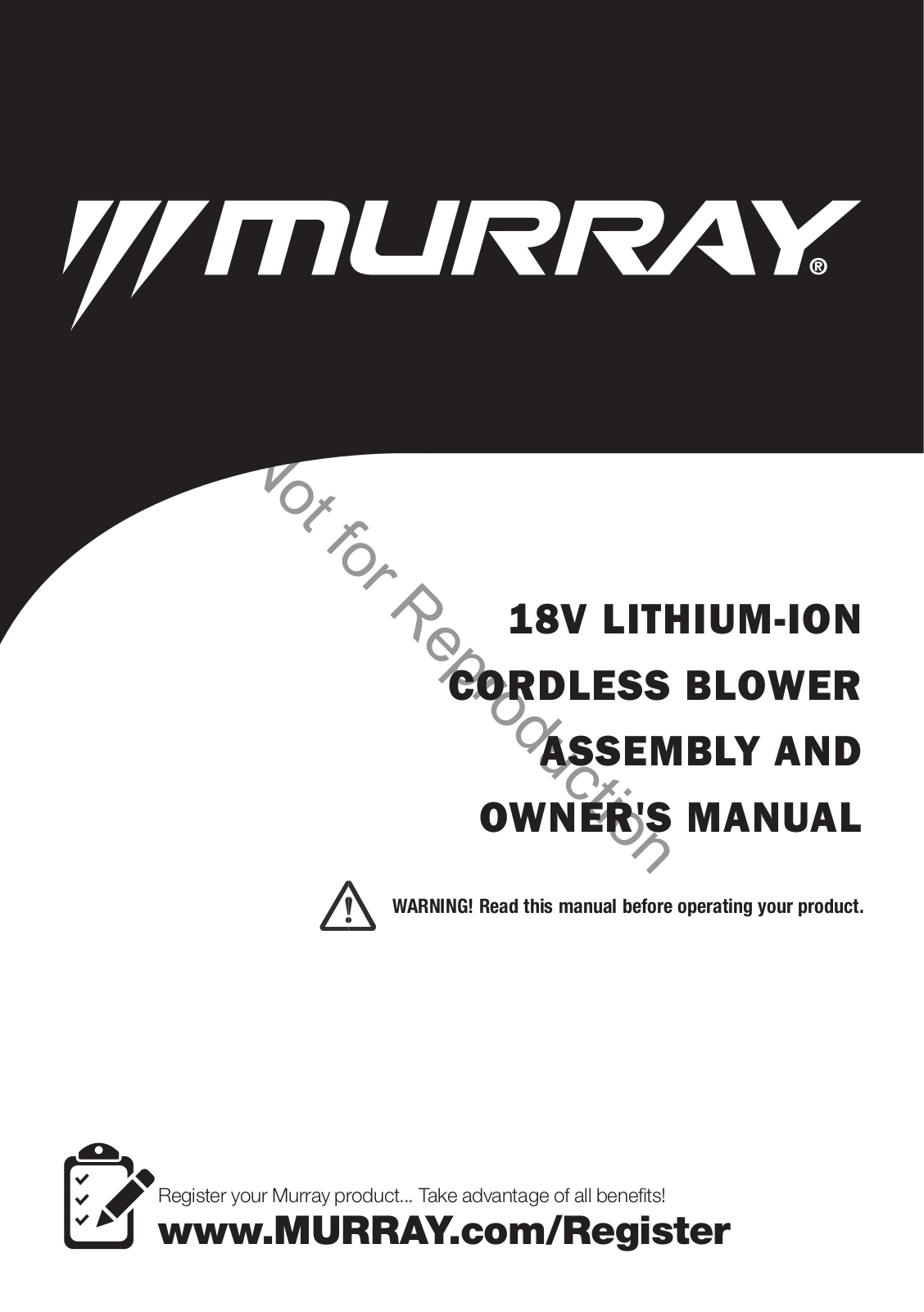 Murray 18V Leaf Blower Kit User manual