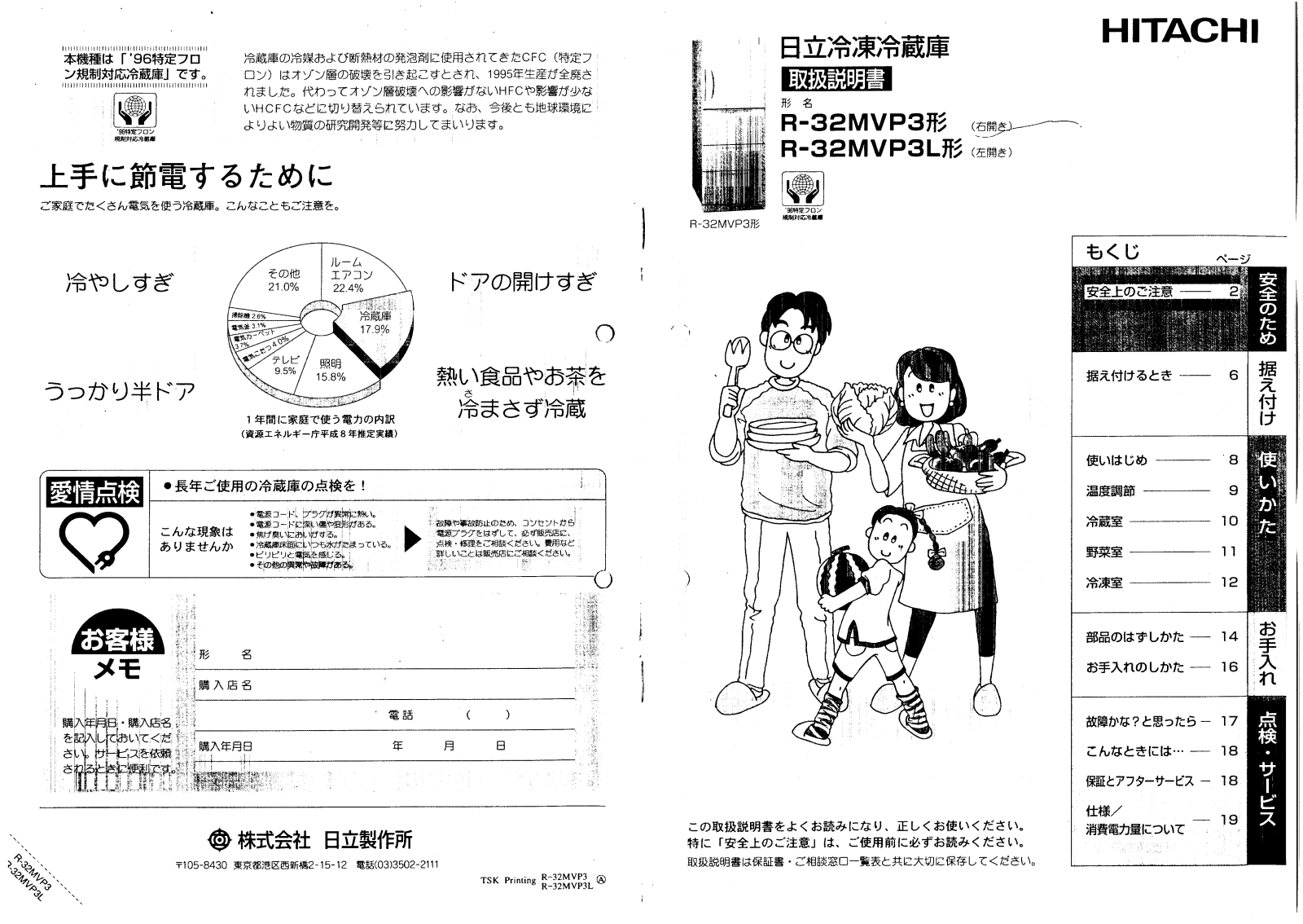 HITACHI R-32MVP3, R-32MVP3L User guide