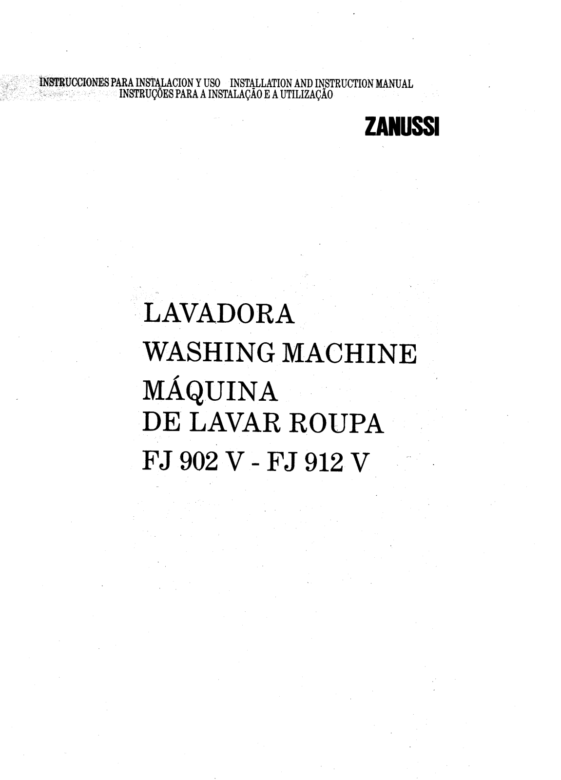 Zanussi FJ912V, FJ902V User Manual