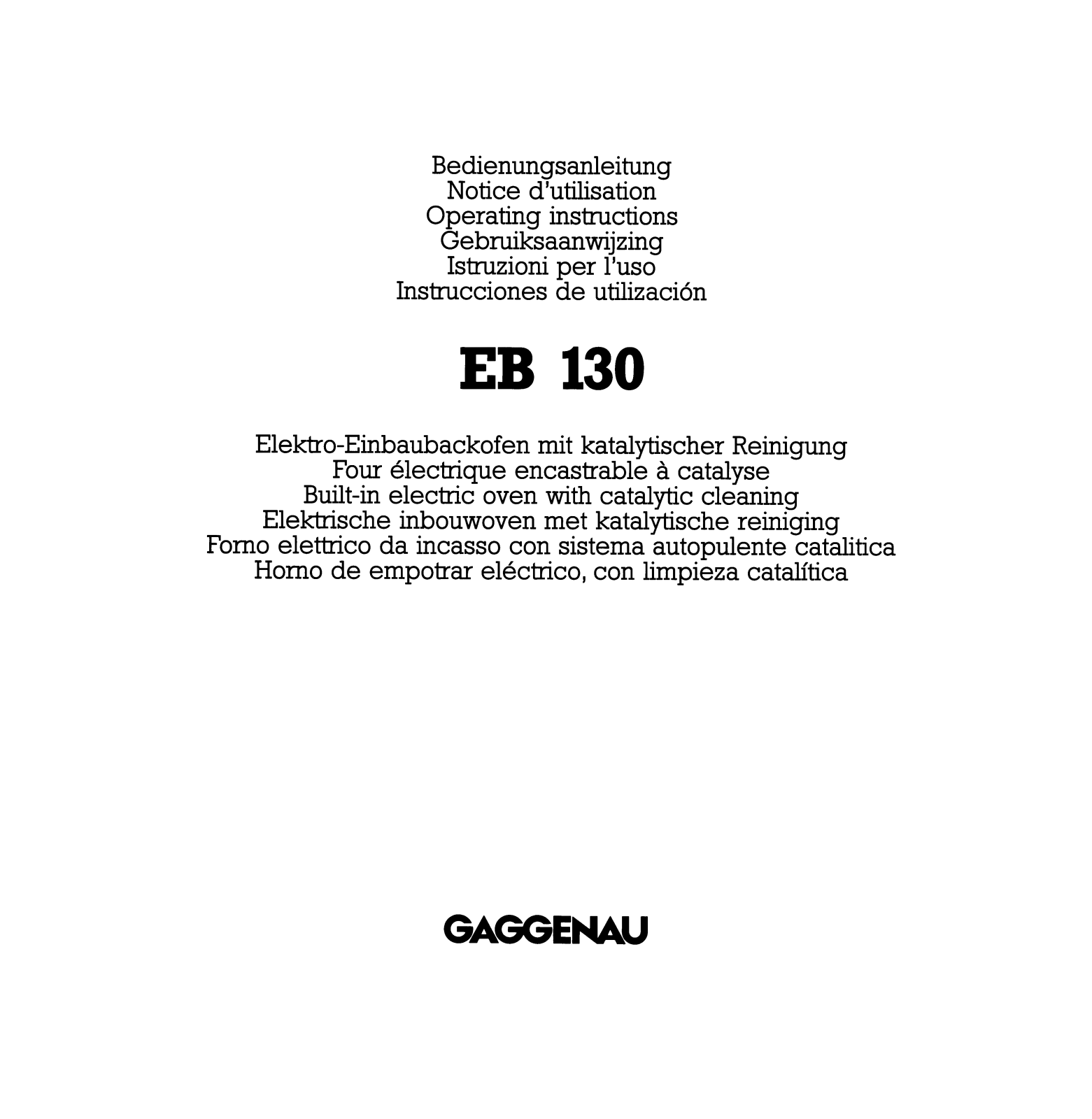 Gaggenau EB 130 User Manual