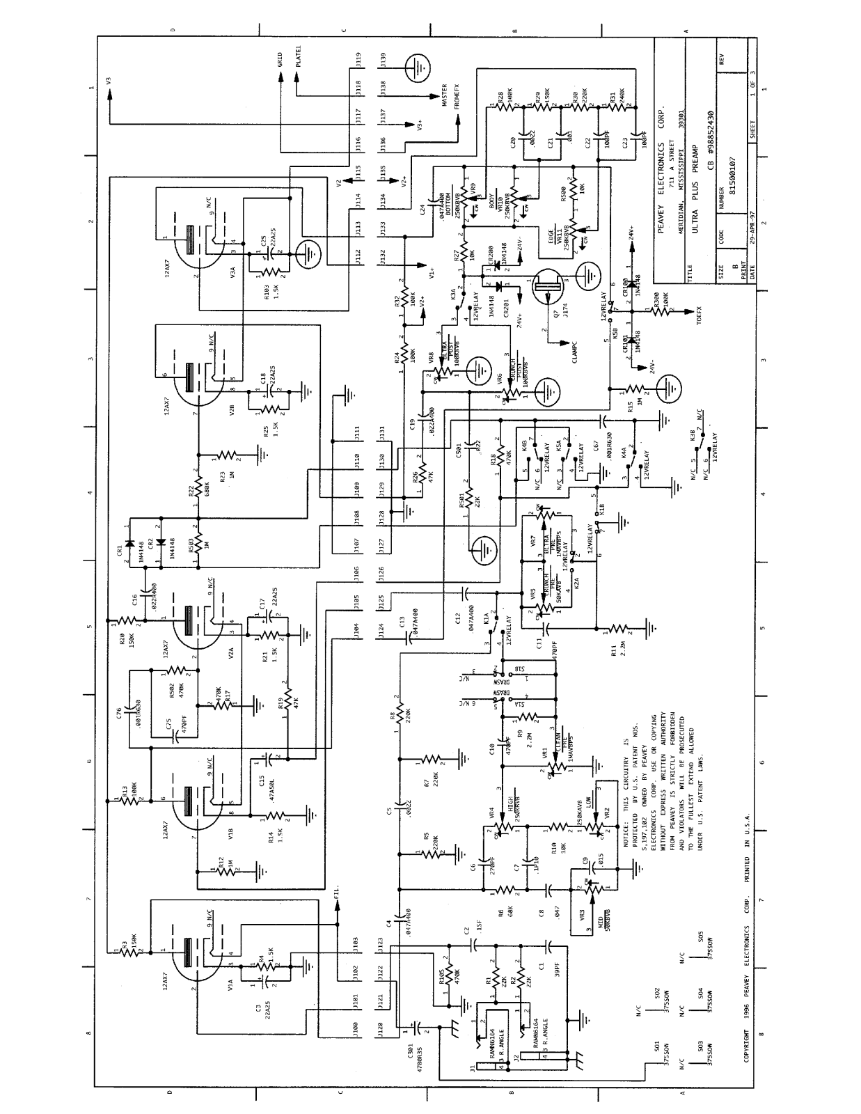 Peavey ULTRA 112, ULTRA 60, 212 COMBO, ULTRA 212 Schematic