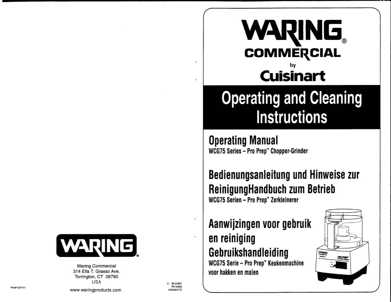 Waring WCG75PH Operator’s Manual