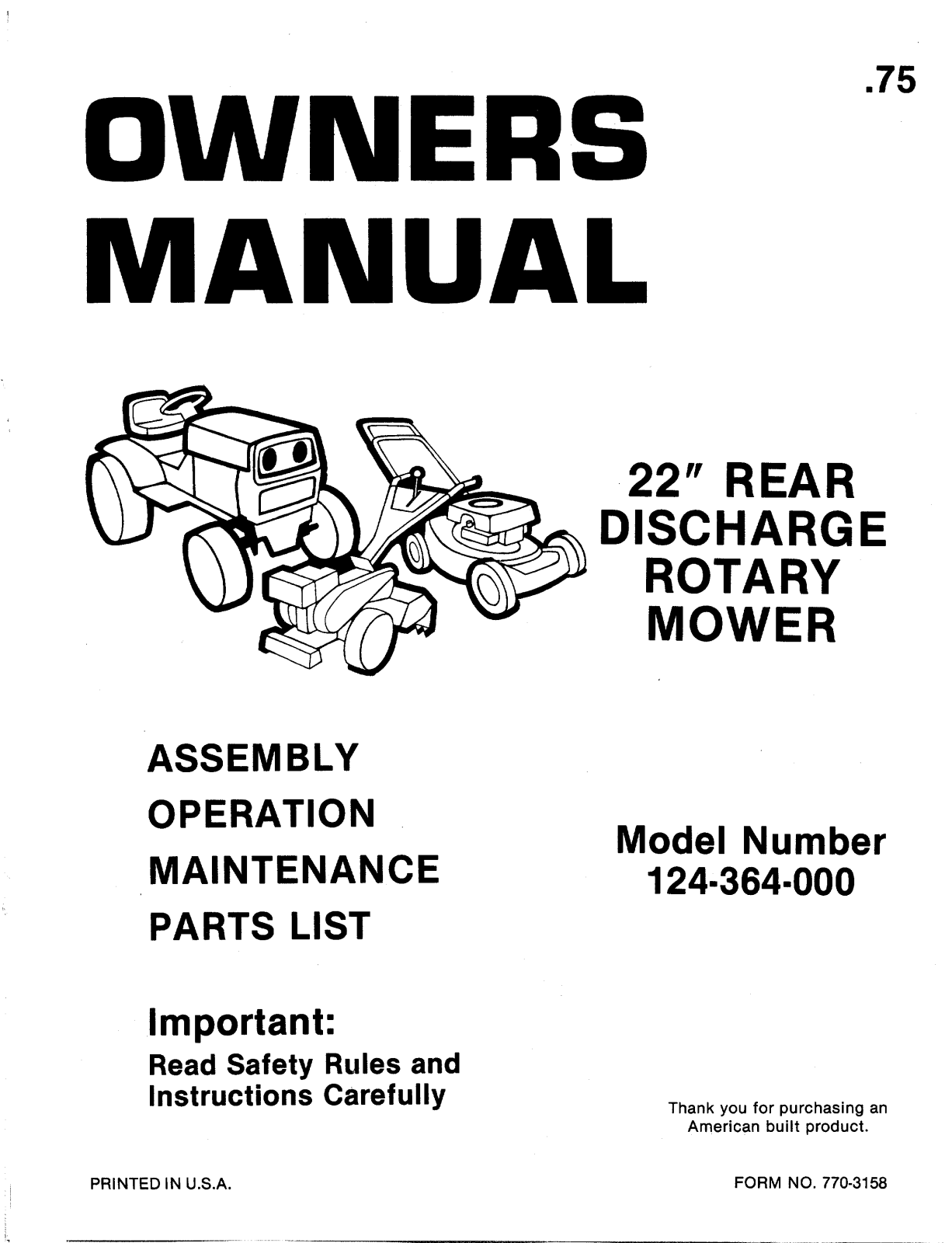 MTD 124-364-000 User Manual