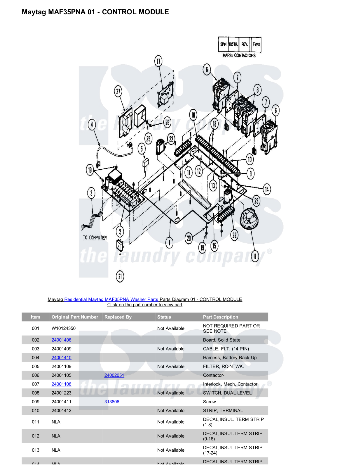 Maytag MAF35PNA Parts Diagram