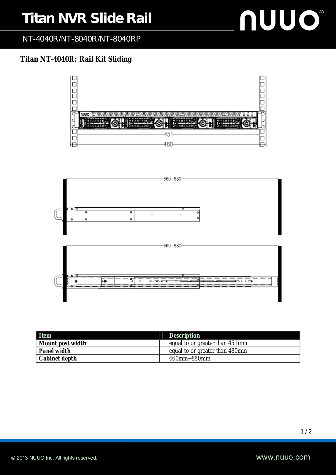 Nuuo NVRTitan 4040R Specsheet