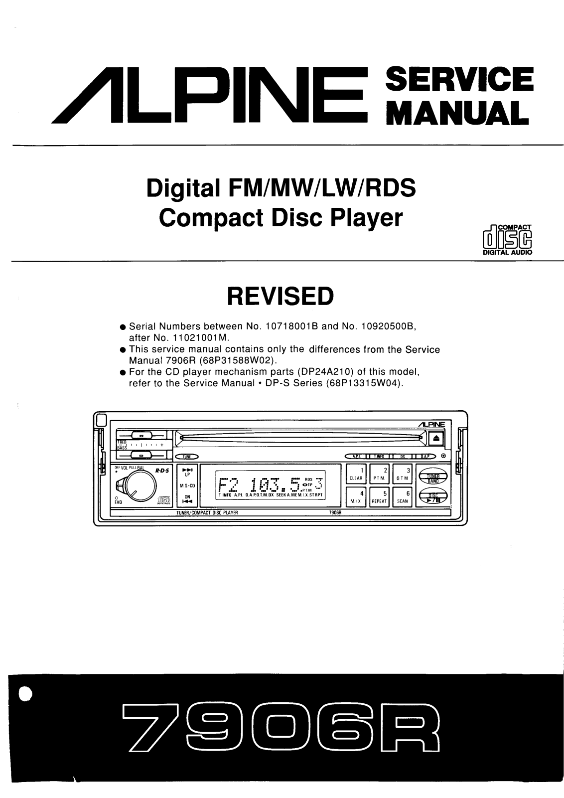 Alpine 7906R Service Manual