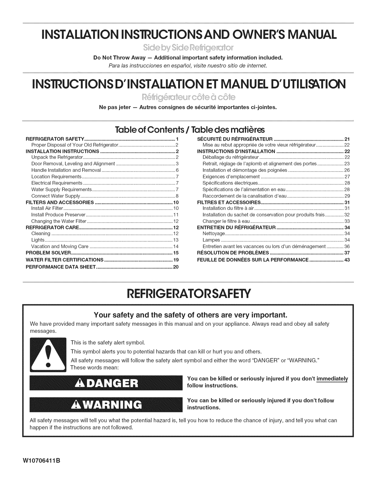 KitchenAid KRSF505EWH00, KRSF505EBL00, KRSF505ESS00, KRSF505ESS01, WRS975SIDM00 Installation Guide