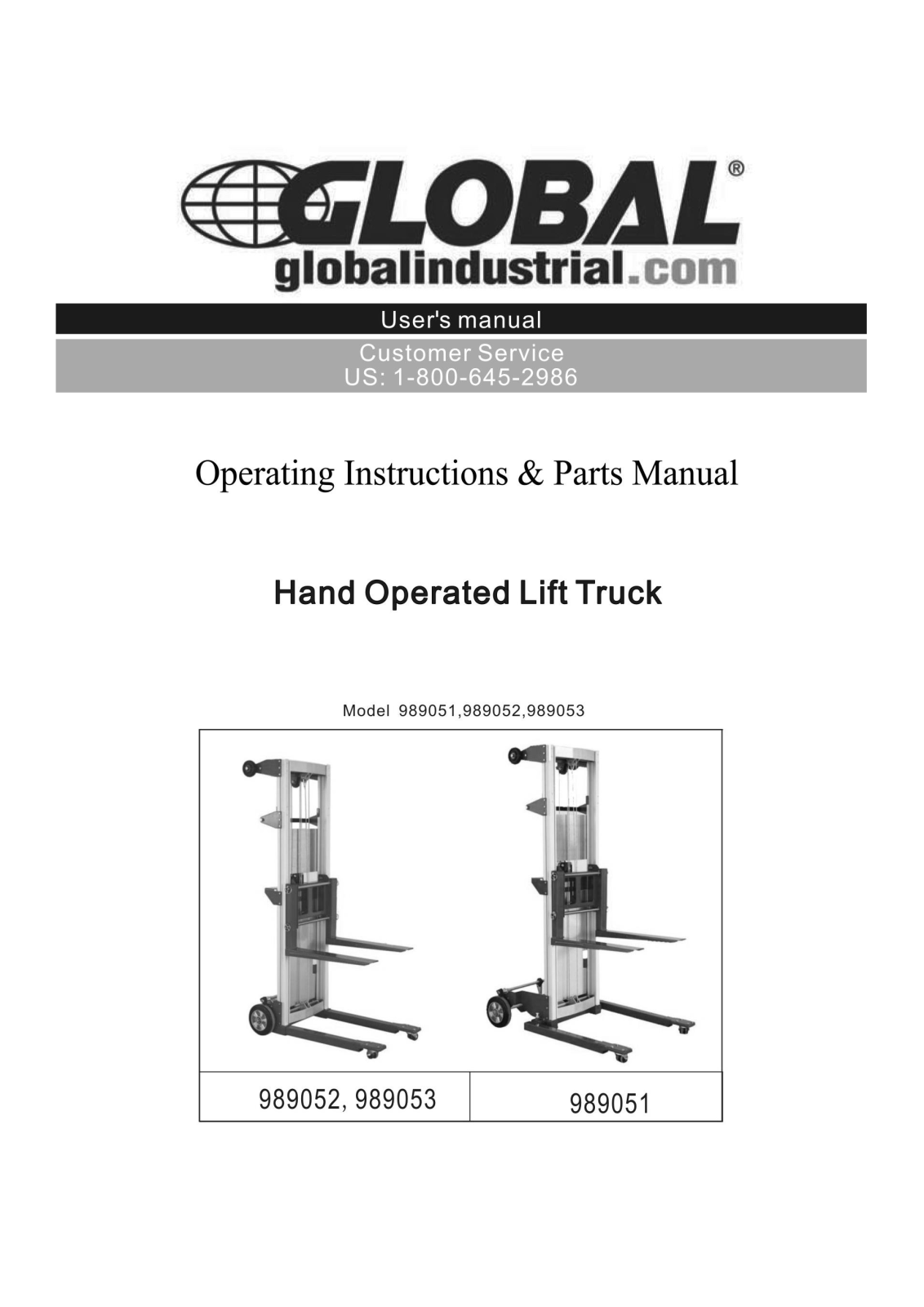 Global Industrial 989051 User Manual