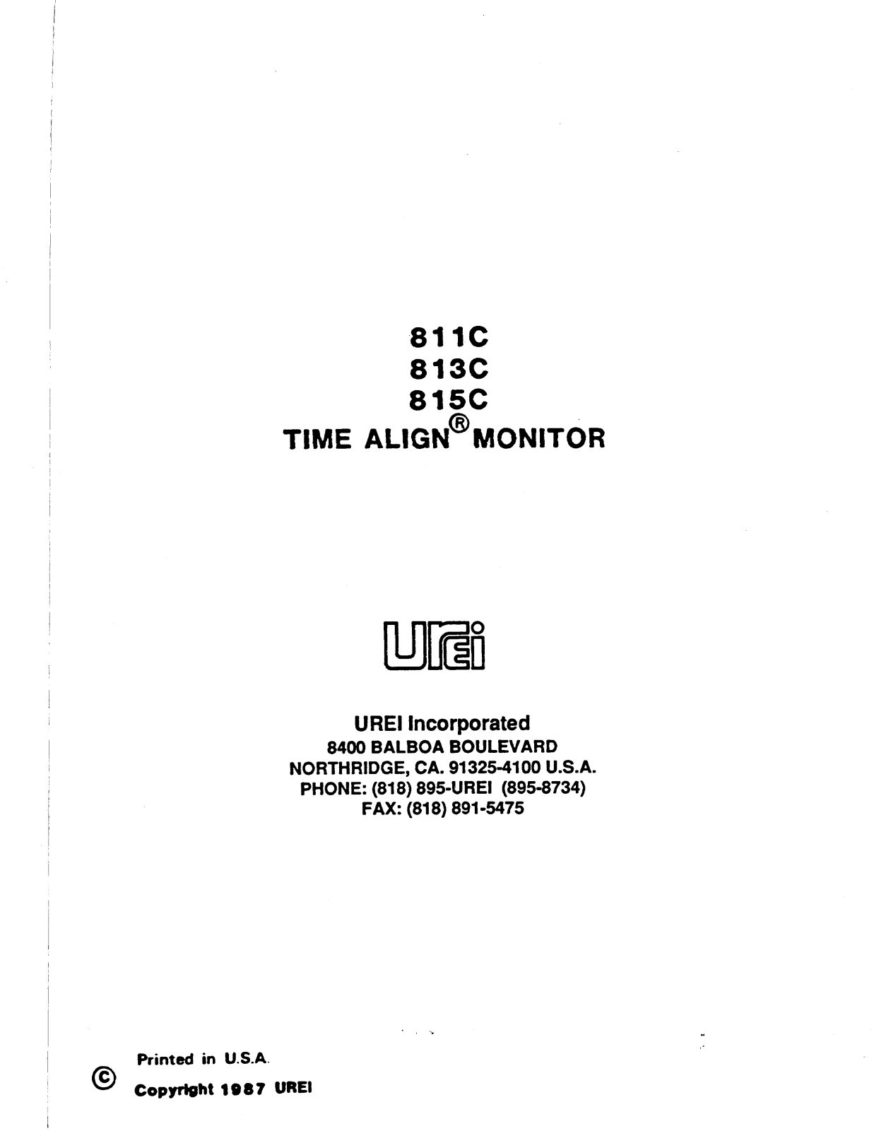 JBL UREI 815C, UREI 813C, UREI 811C User Manual