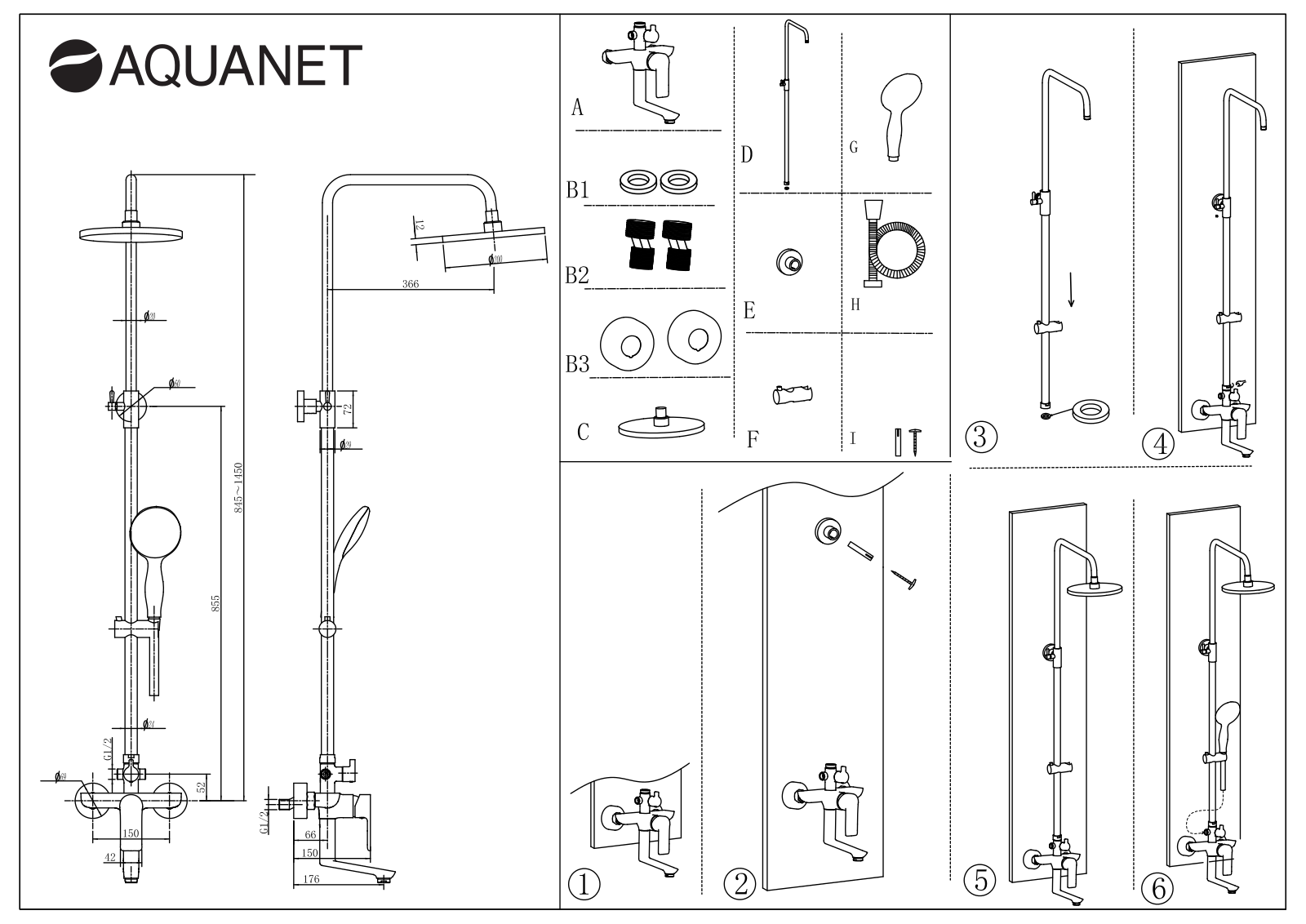 Aquanet Arctic R AF520-72-R-CW Drawing